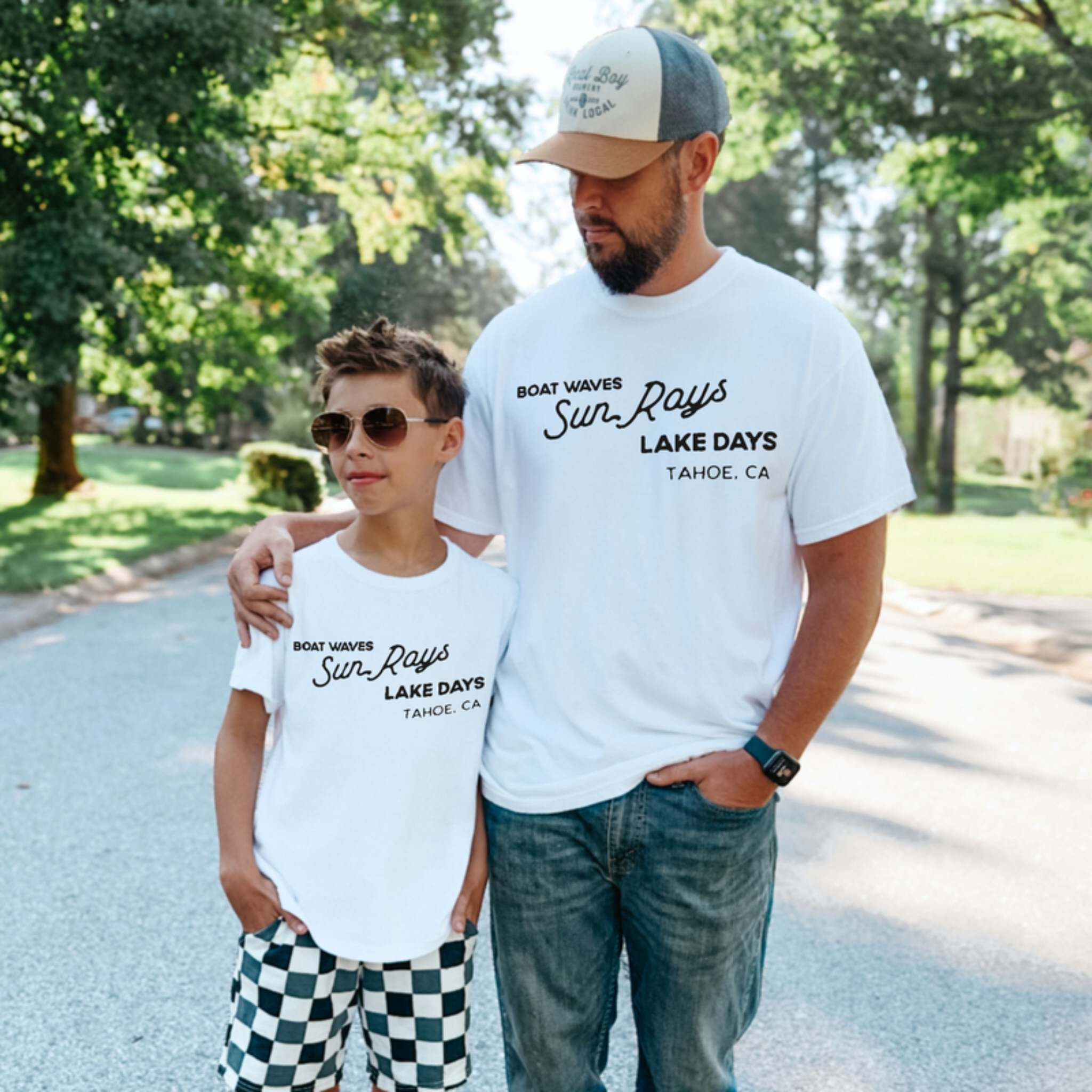 Boat Waves Sun Rays Lake Days - Custom Matching Lake Tee