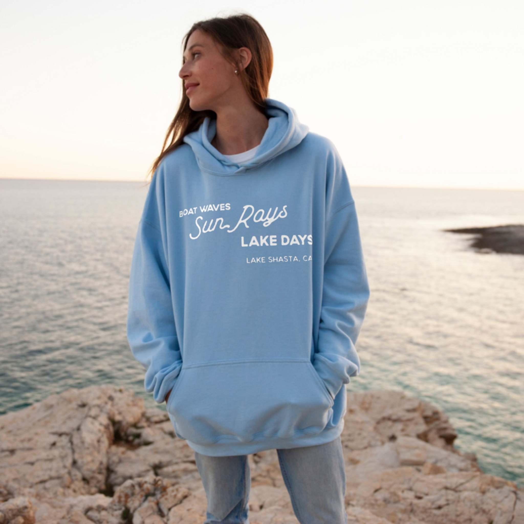 Boat Waves Sun Rays Lake Days - Custom Matching Lake Tee