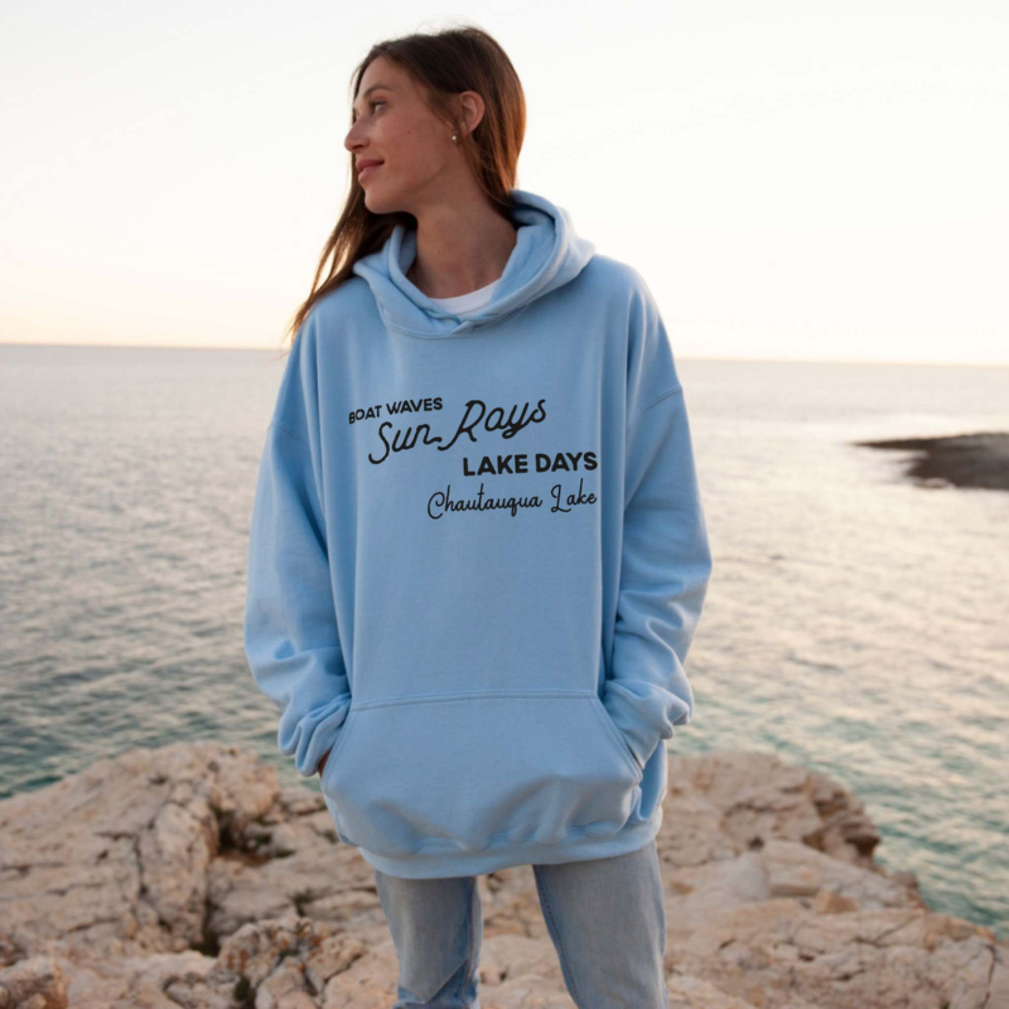 Boat Waves Sun Rays Lake Days - Custom Matching Lake Tee