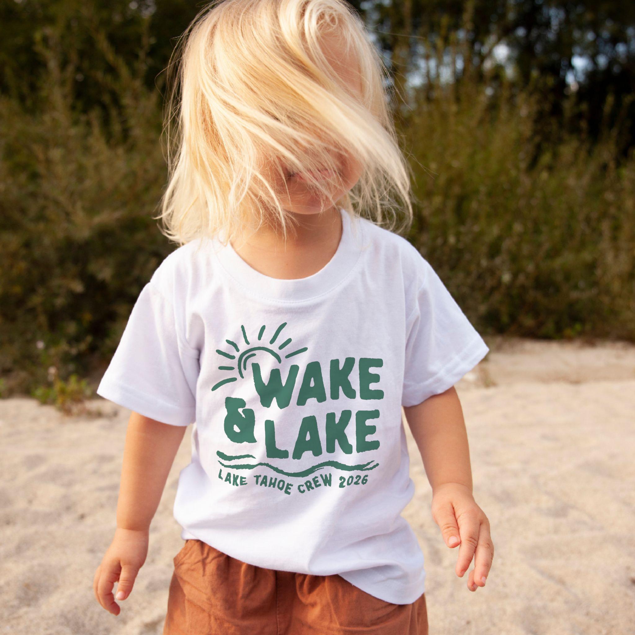 Wake & Lake Colored Design - Matching Family Lake Vacation Shirts