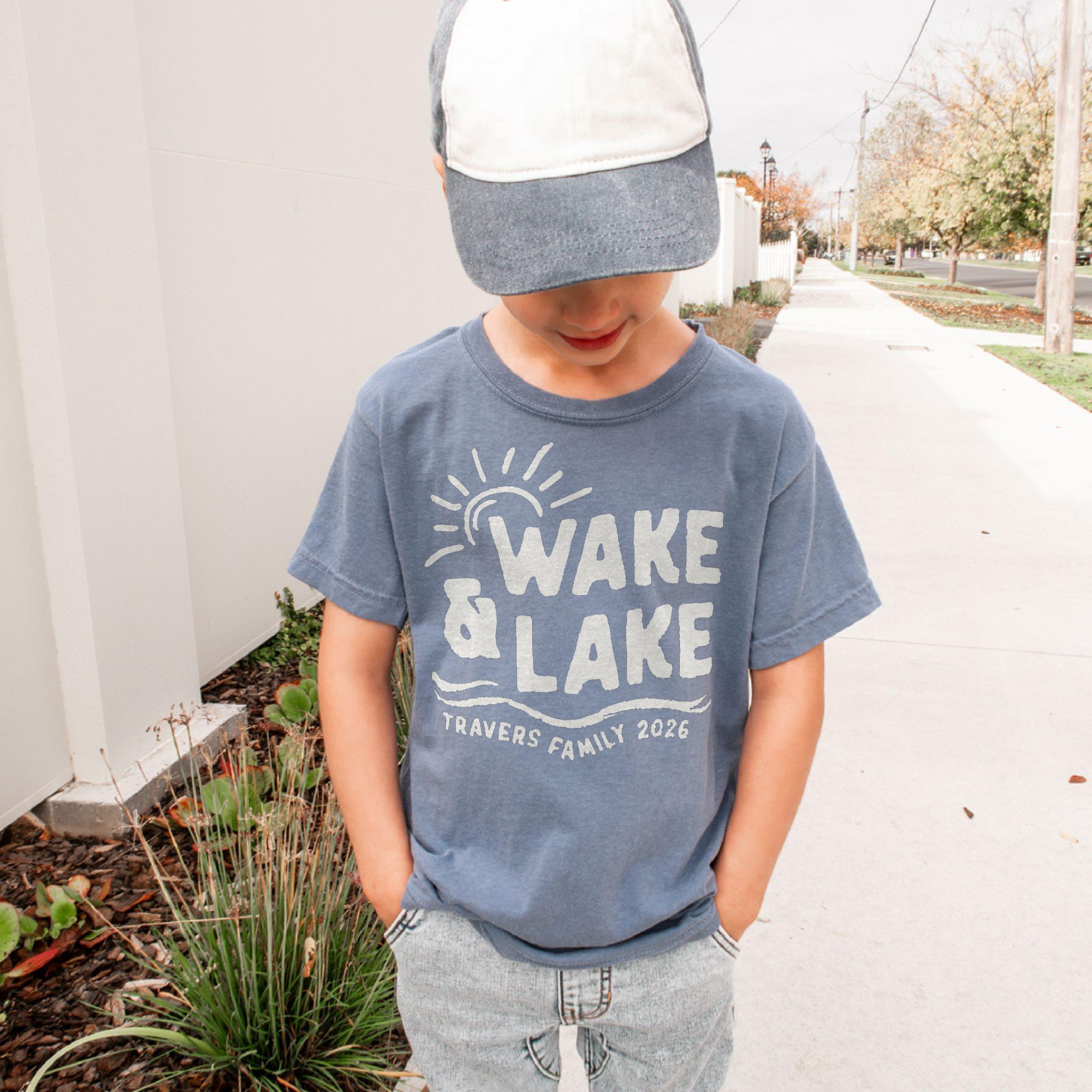 Wake & Lake White Design - Matching Family Lake Vacation Shirts