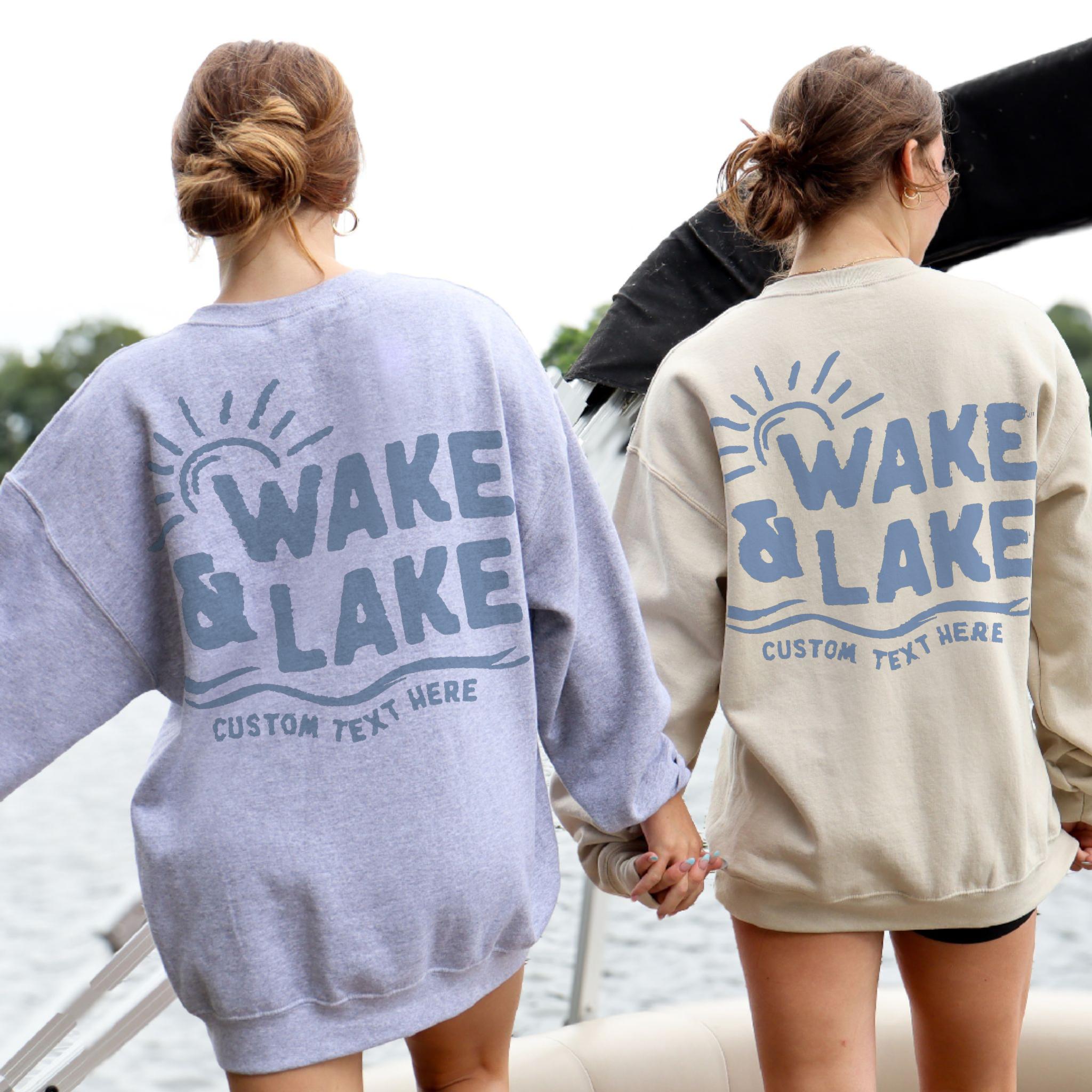 Wake & Lake Colored Design - Matching Family Lake Vacation Shirts