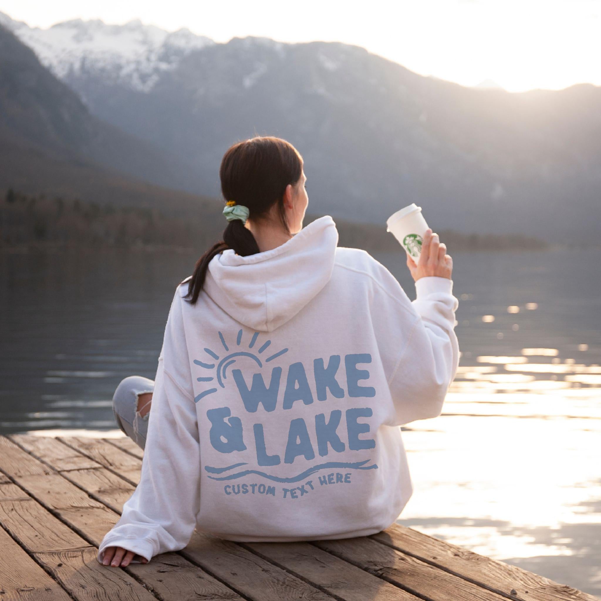 Wake & Lake Colored Design - Matching Family Lake Vacation Shirts