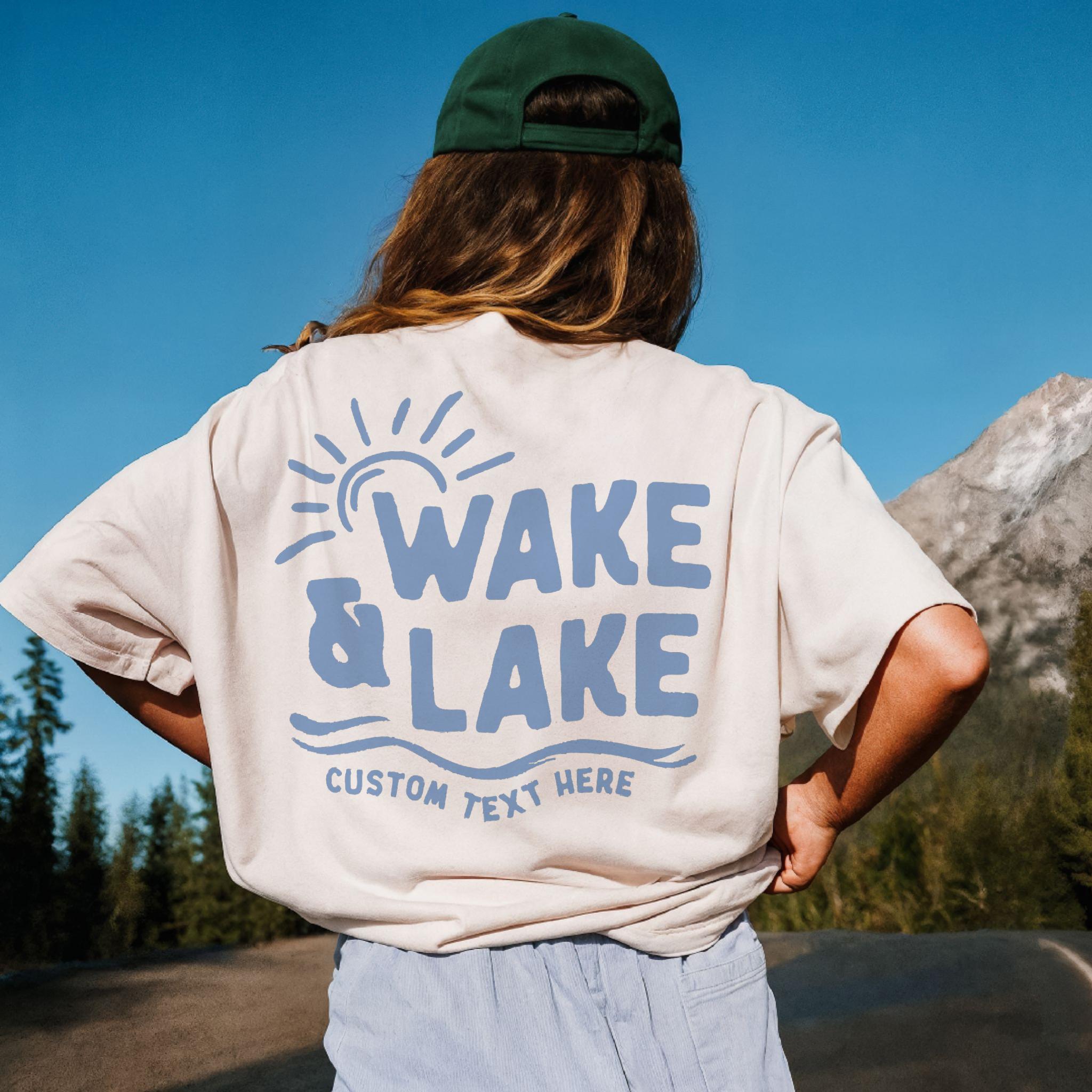 Wake & Lake Colored Design - Matching Family Lake Vacation Shirts
