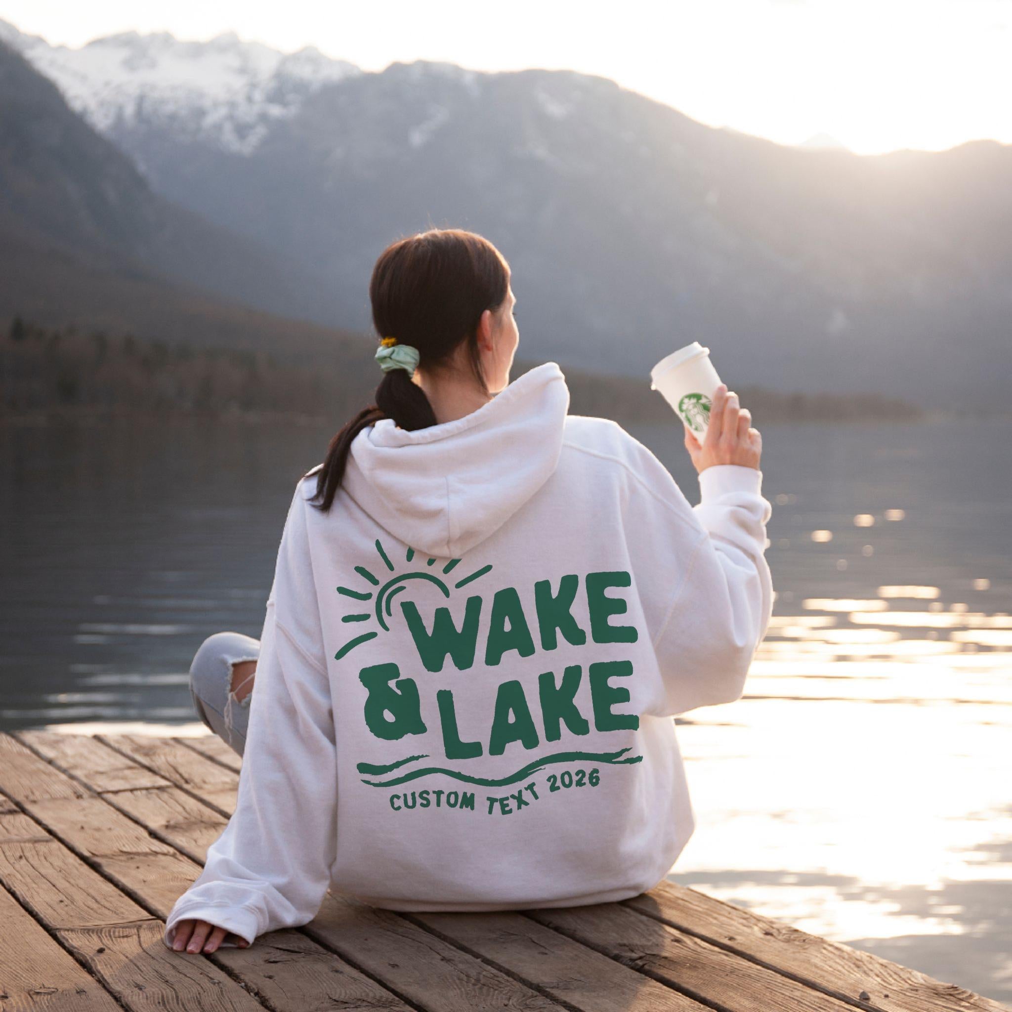 Wake & Lake Colored Design - Matching Family Lake Vacation Shirts