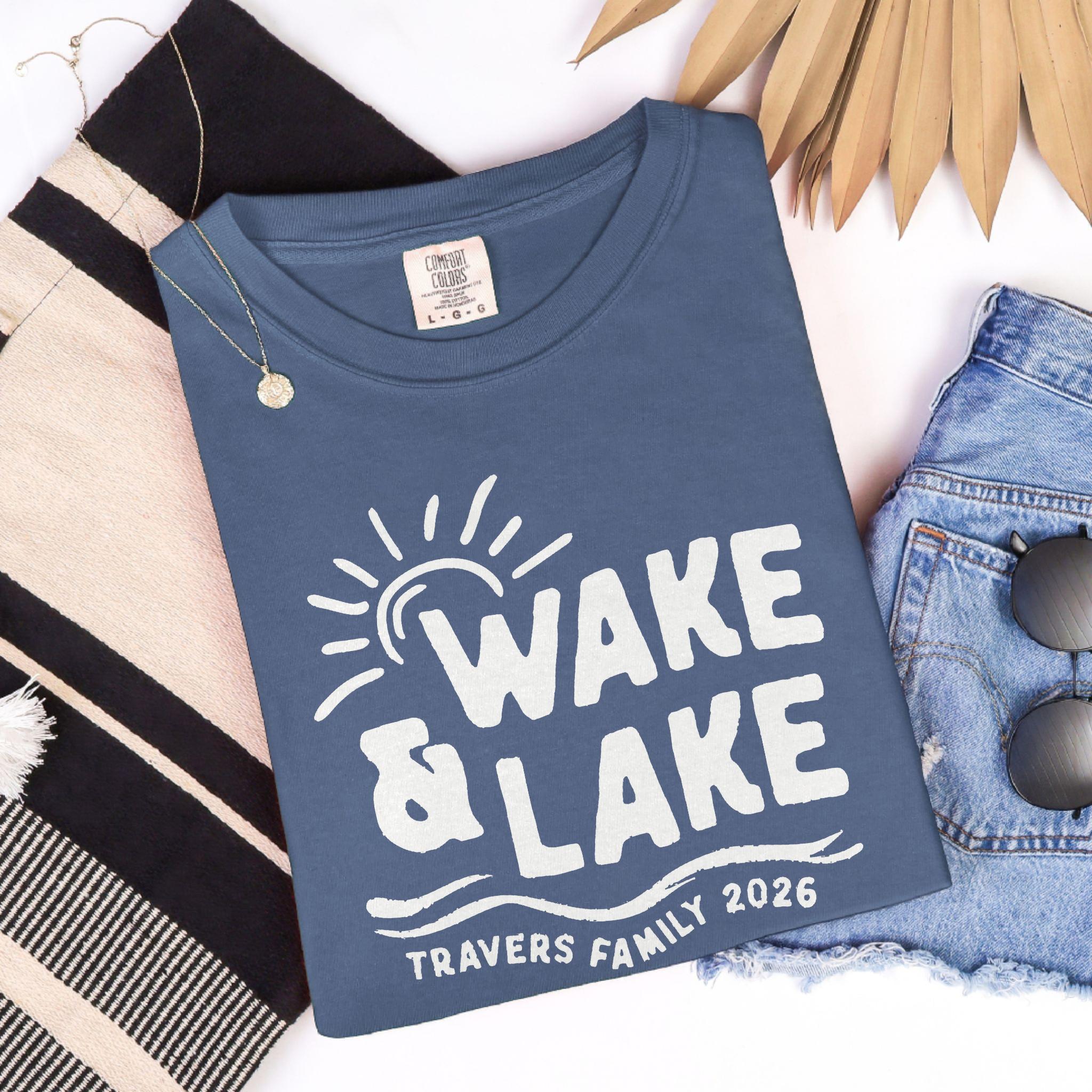 Wake & Lake White Design - Matching Family Lake Vacation Shirts