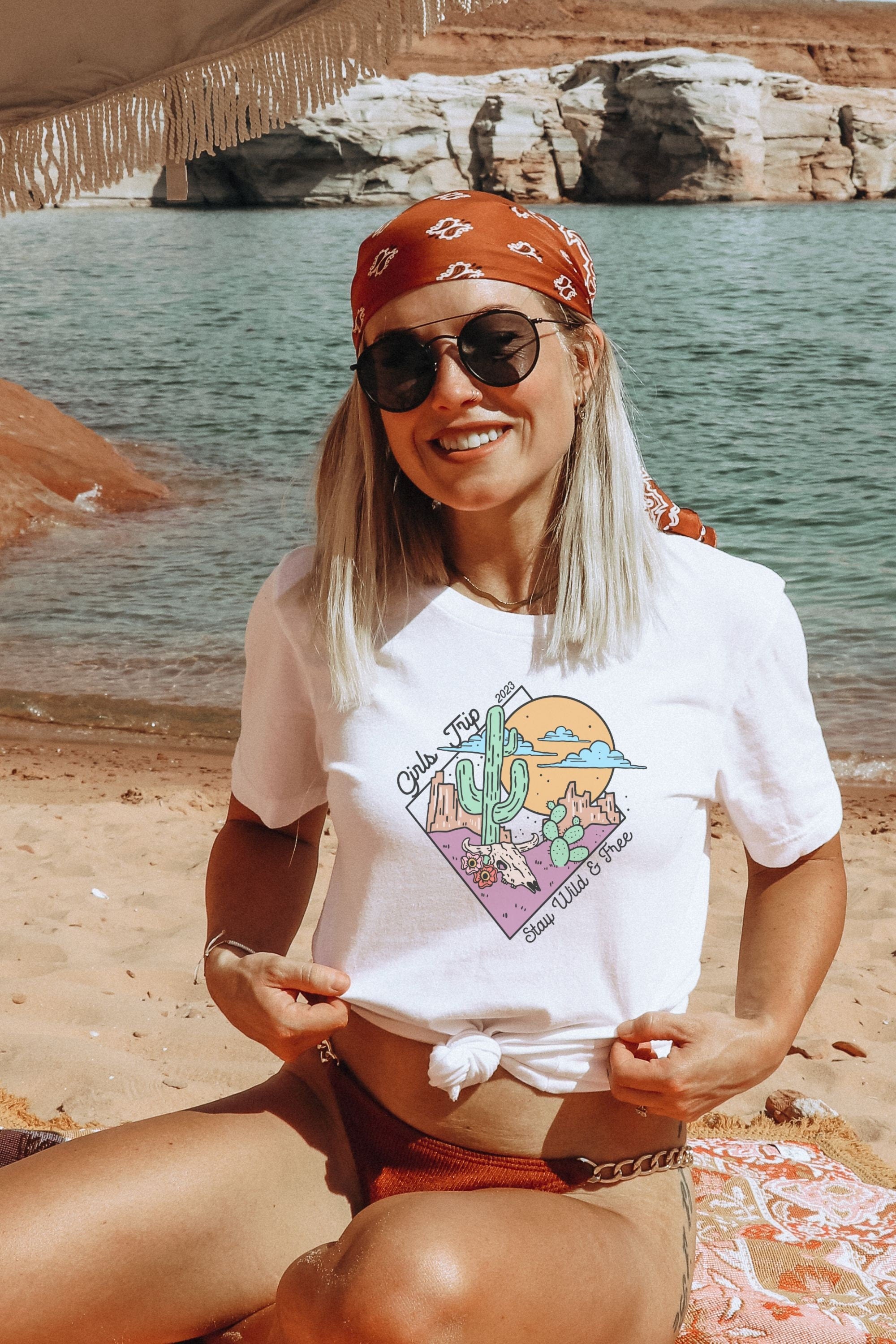 Custom Desert Shirts l Personalized Girls Trip Bachelorette l Boho Retro Cactus l Peace Love l Matching Group Tee l Sedona Scottsdale Joshua