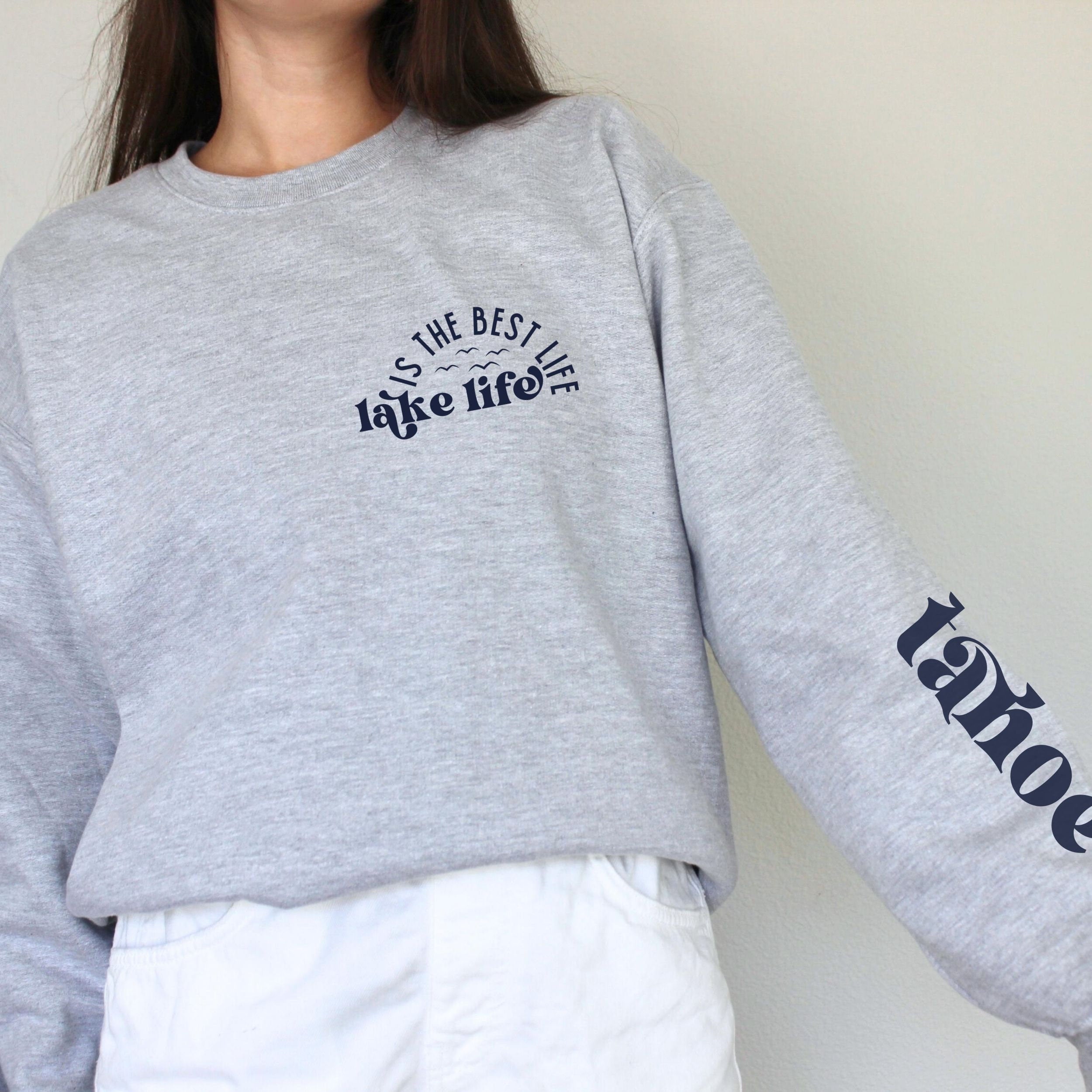 Custom Lake Shirt Sleeve Print Lake Name Sweatshirt Customized Personalized Lake House Gift Custom Lake Bachelorette Gifts Mode Vibes Squad