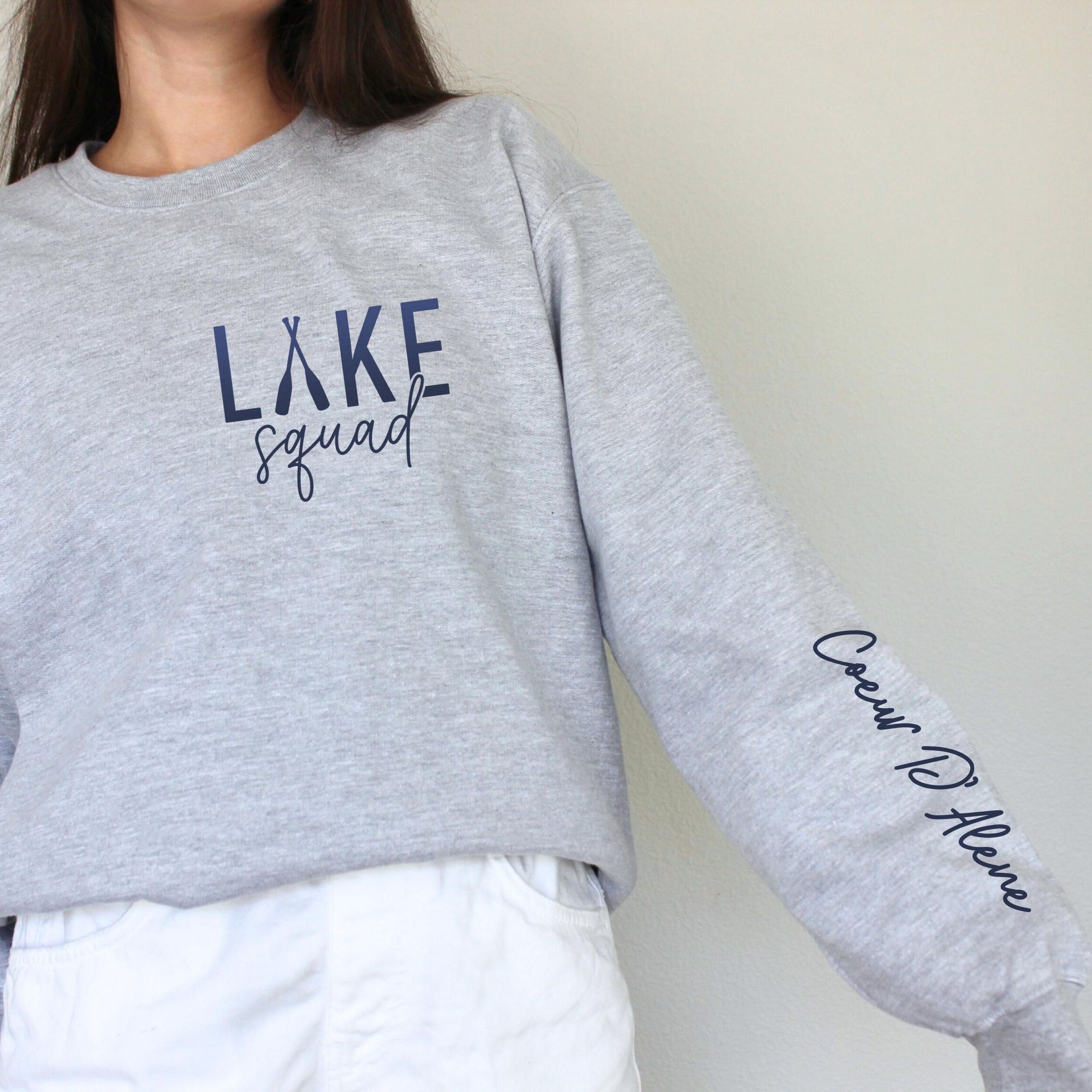 Custom Lake Shirt Sleeve Print Lake Name Sweatshirt Customized Personalized Lake House Gift Custom Lake Bachelorette Gifts Mode Vibes Squad