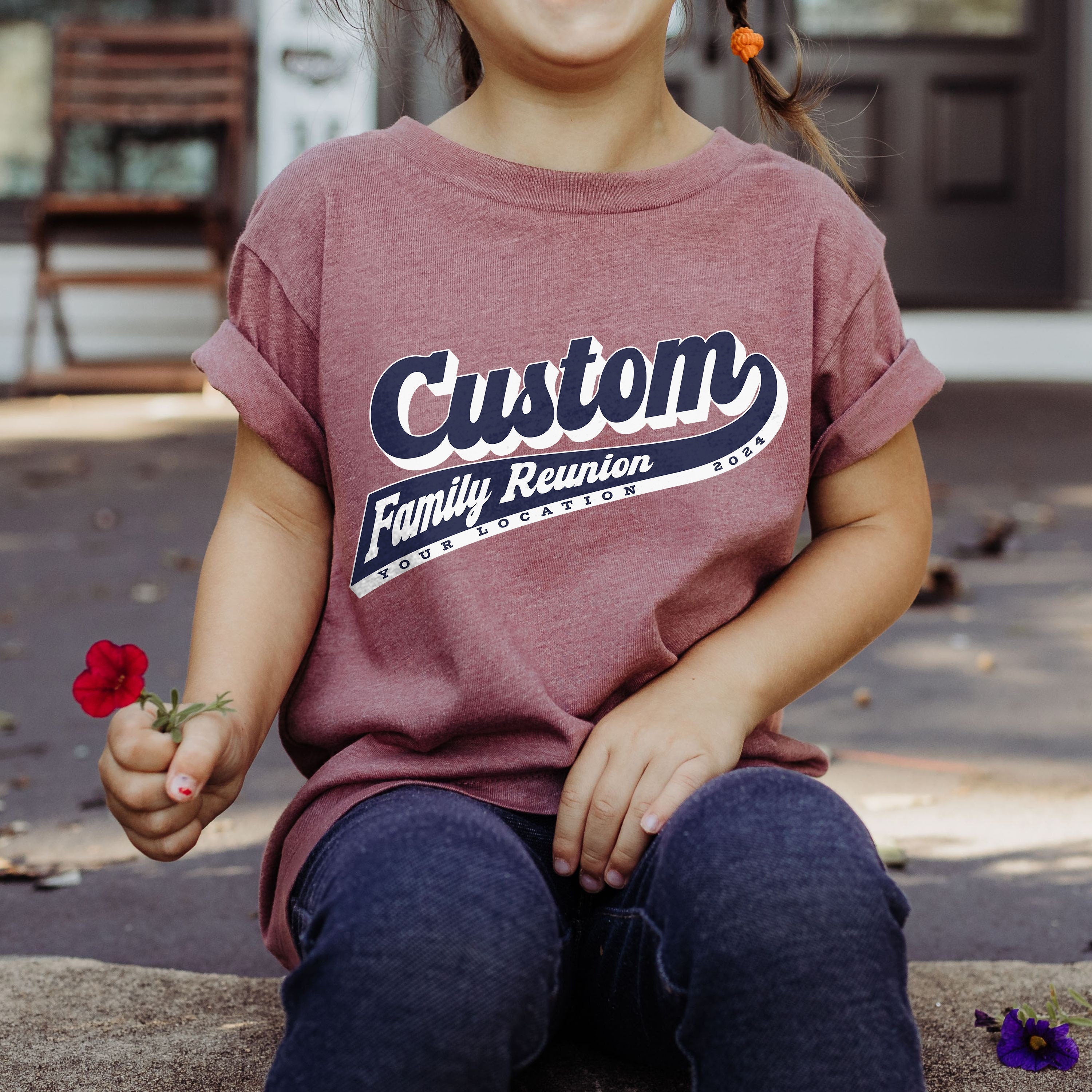 Custom Family Vacation Shirts, Varsity Team Style, Personalized Family Reunion Shirts for Matching Group, Infant Toddler Kids Adult Sizes