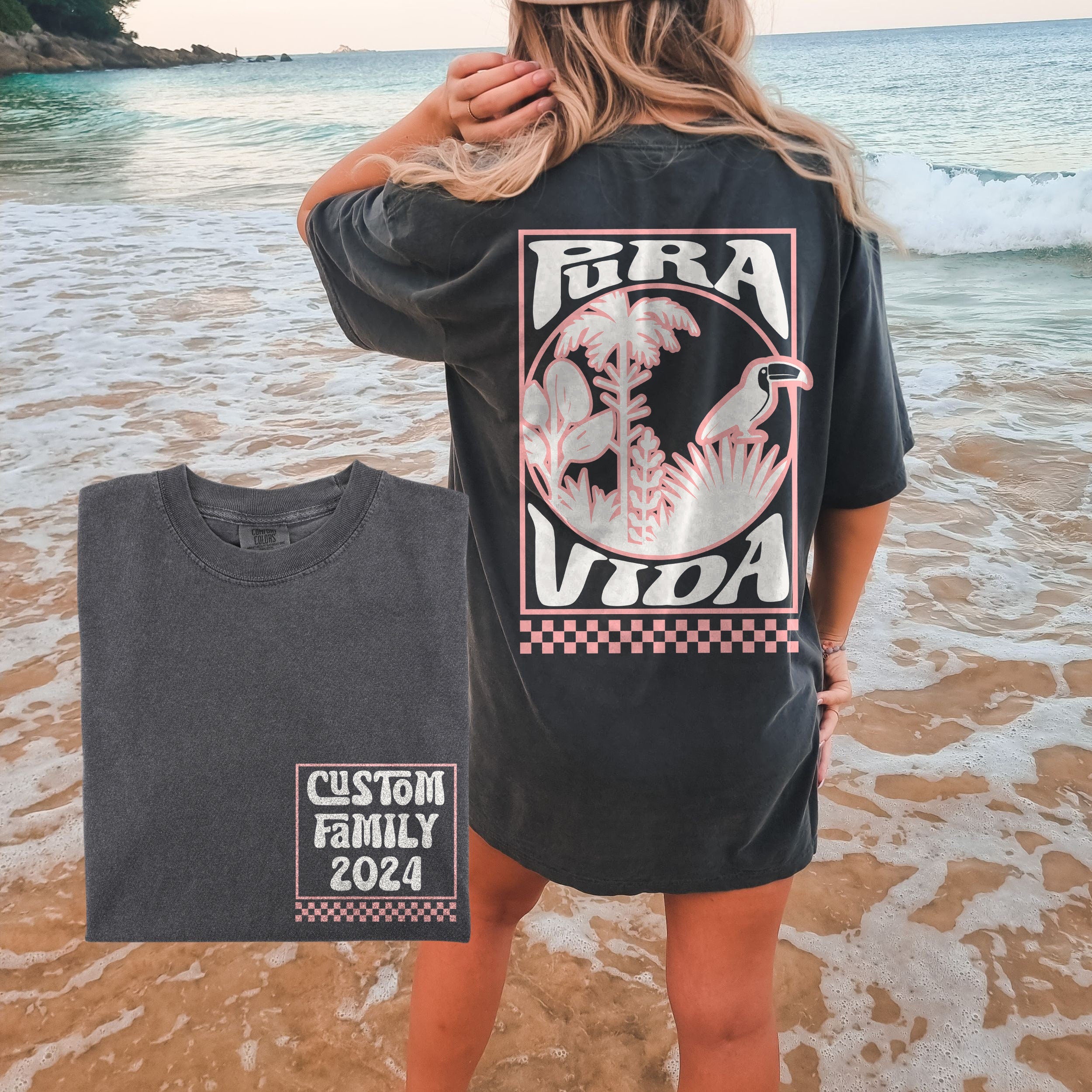 Pura Vida Shirts, Costa Rica Vacation Tshirts, Family Beach Vacation Shirts, Custom Comfort Colors® Oversize, Personalized Matching Group
