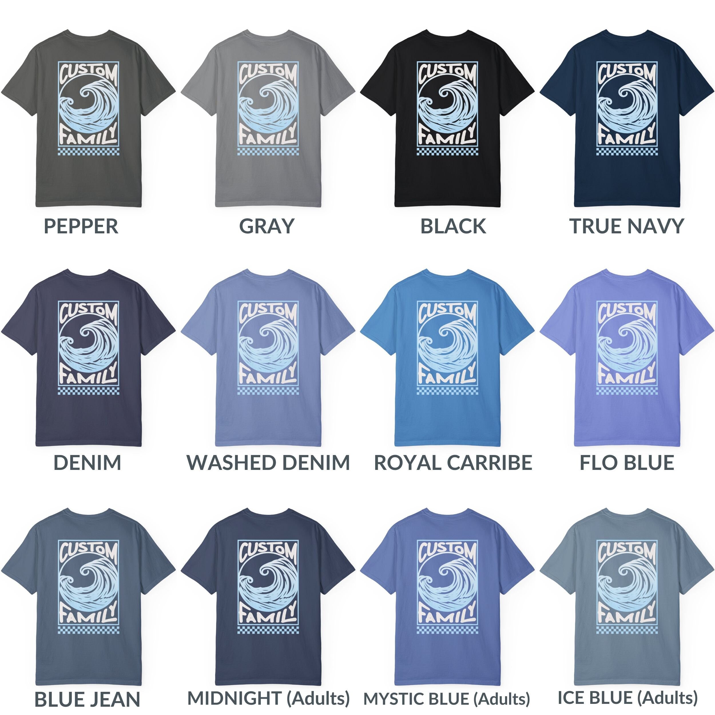 Family Beach Vacation Shirts, Custom Comfort Colors® Oversize Surf Tshirts, Personalized Matching Group Ocean Wave Tee, Girls Trip Shirts