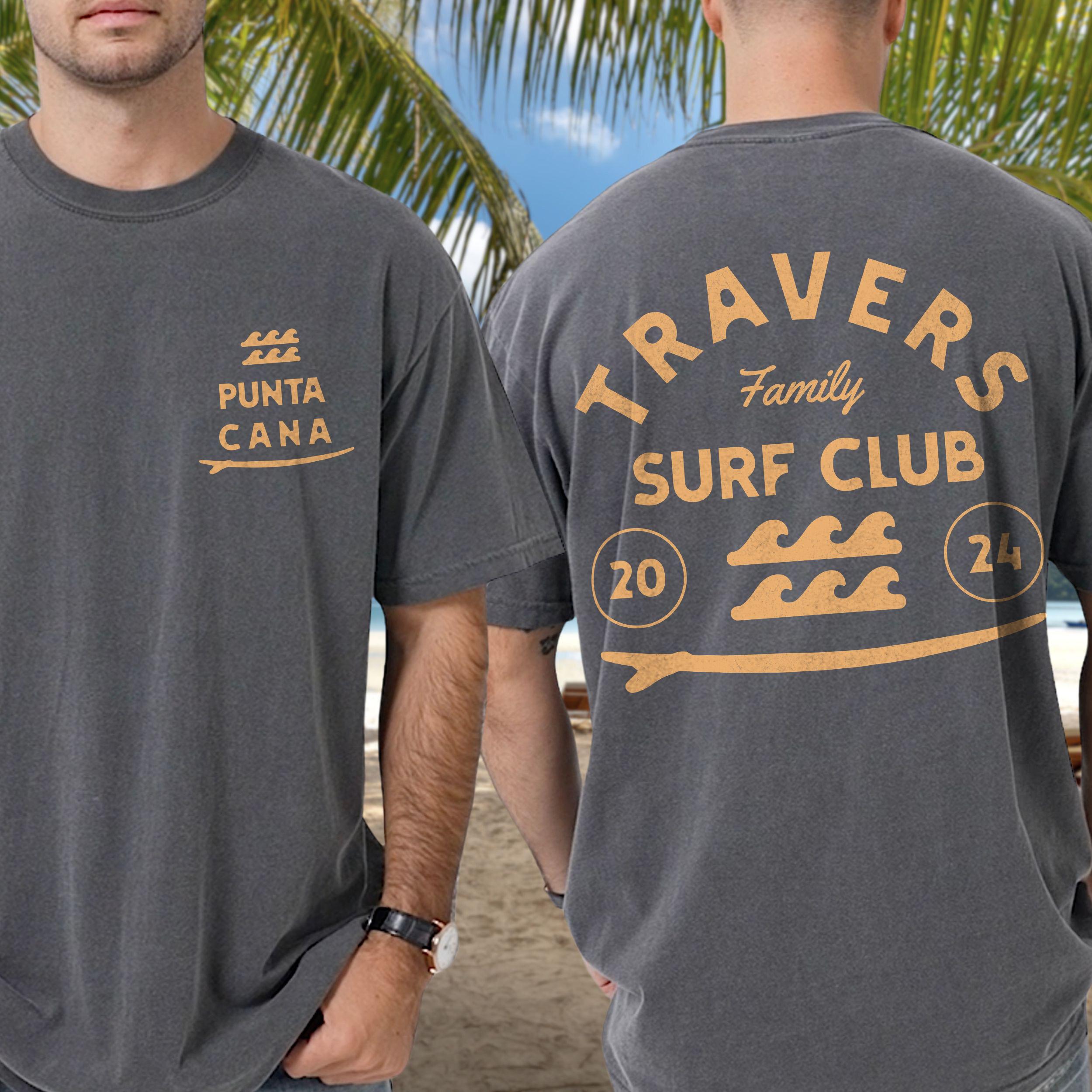Custom Family Beach Club Shirts, Infant Kids Toddler Adult Personalized Surf Club Comfort Colors® Matching Group Vacation TShirt Oversized