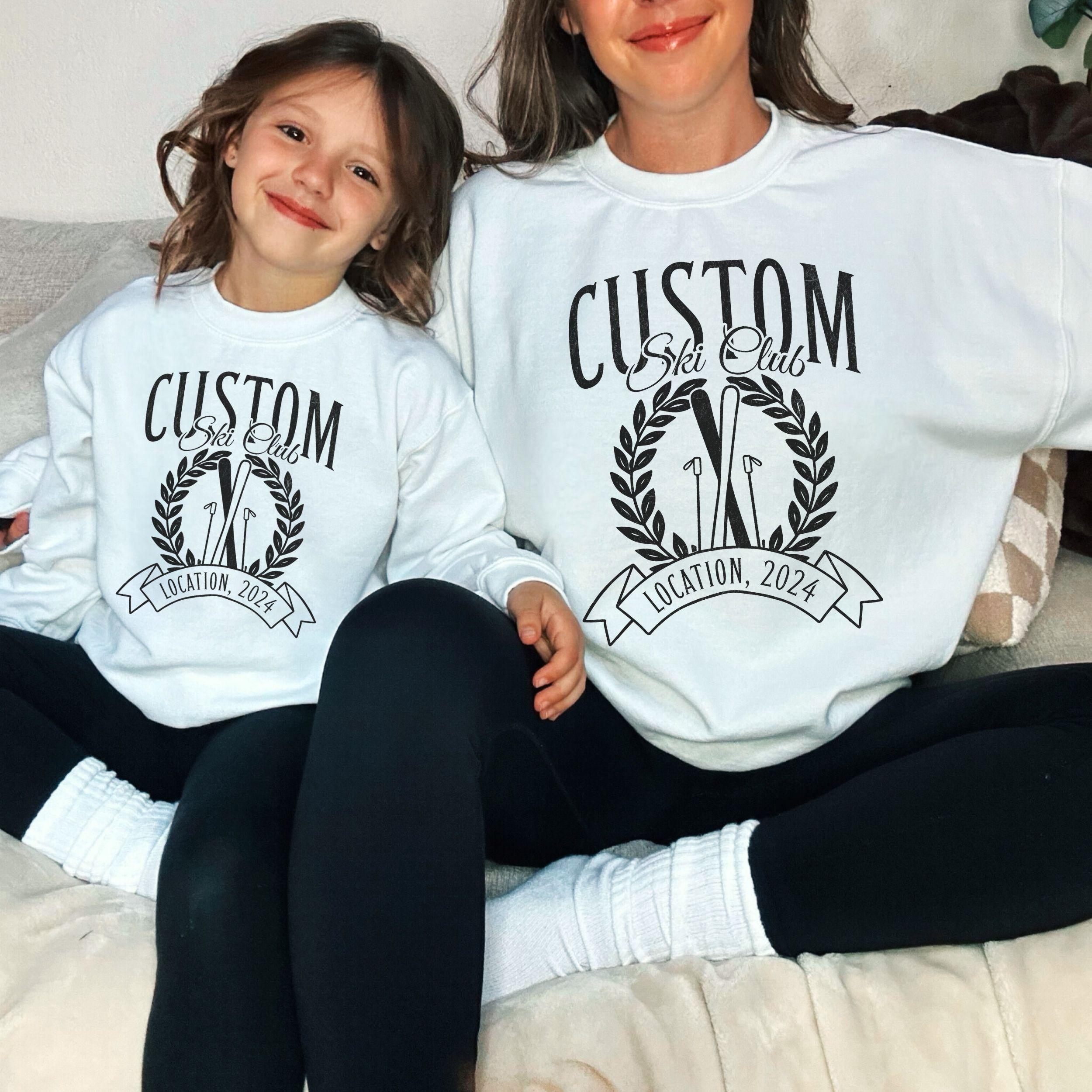 Family Ski Trip Sweatshirt, Ski Club Custom Matching Ski Weekend Merch Kids & Adults, Preppy Personalized Last Name Winter Mountain Shirt
