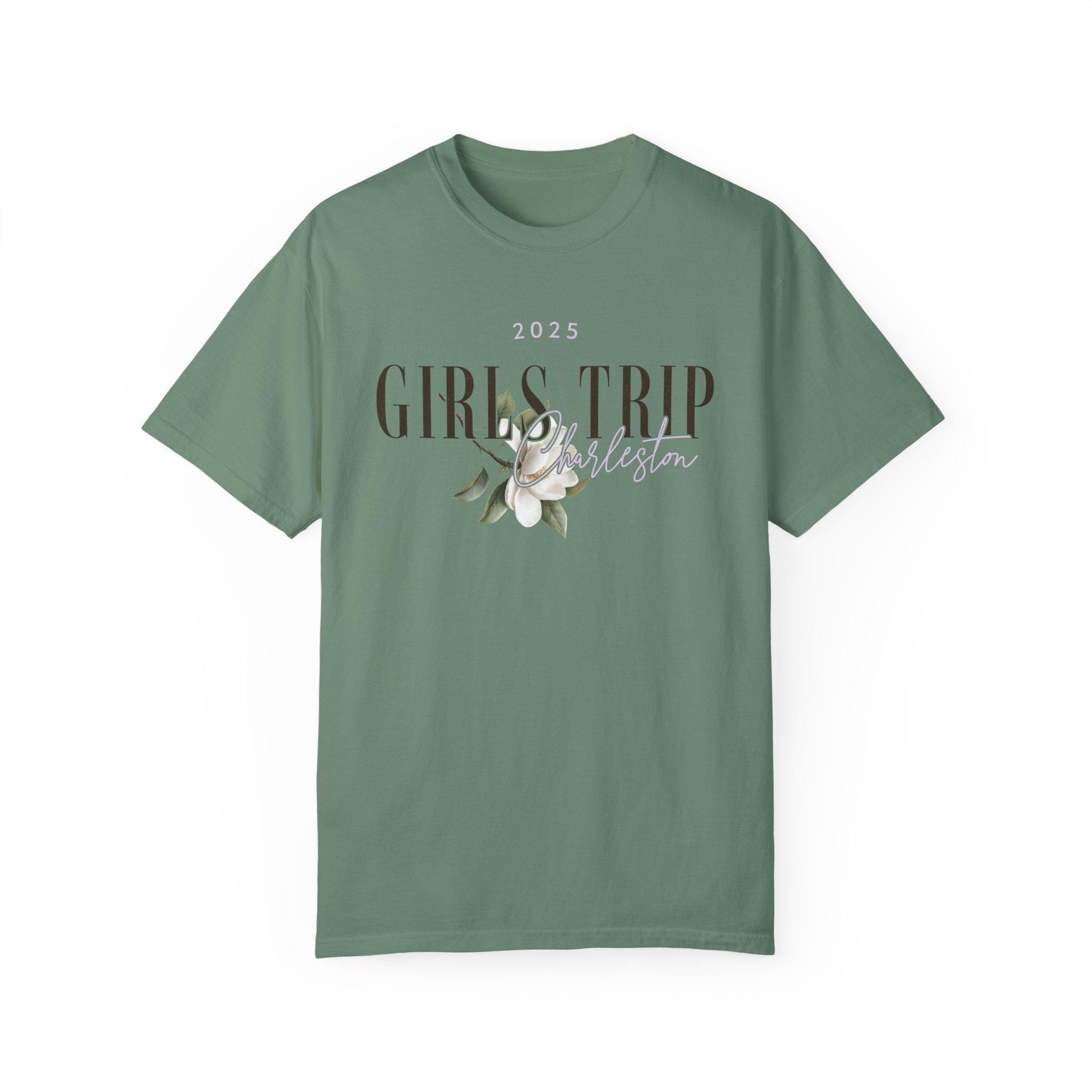 Charleston Girls Trip Shirts, Comfort Colors® Southern Magnolia Flower Shirt Preppy South Carolina Matching Group Vacation Tshirts