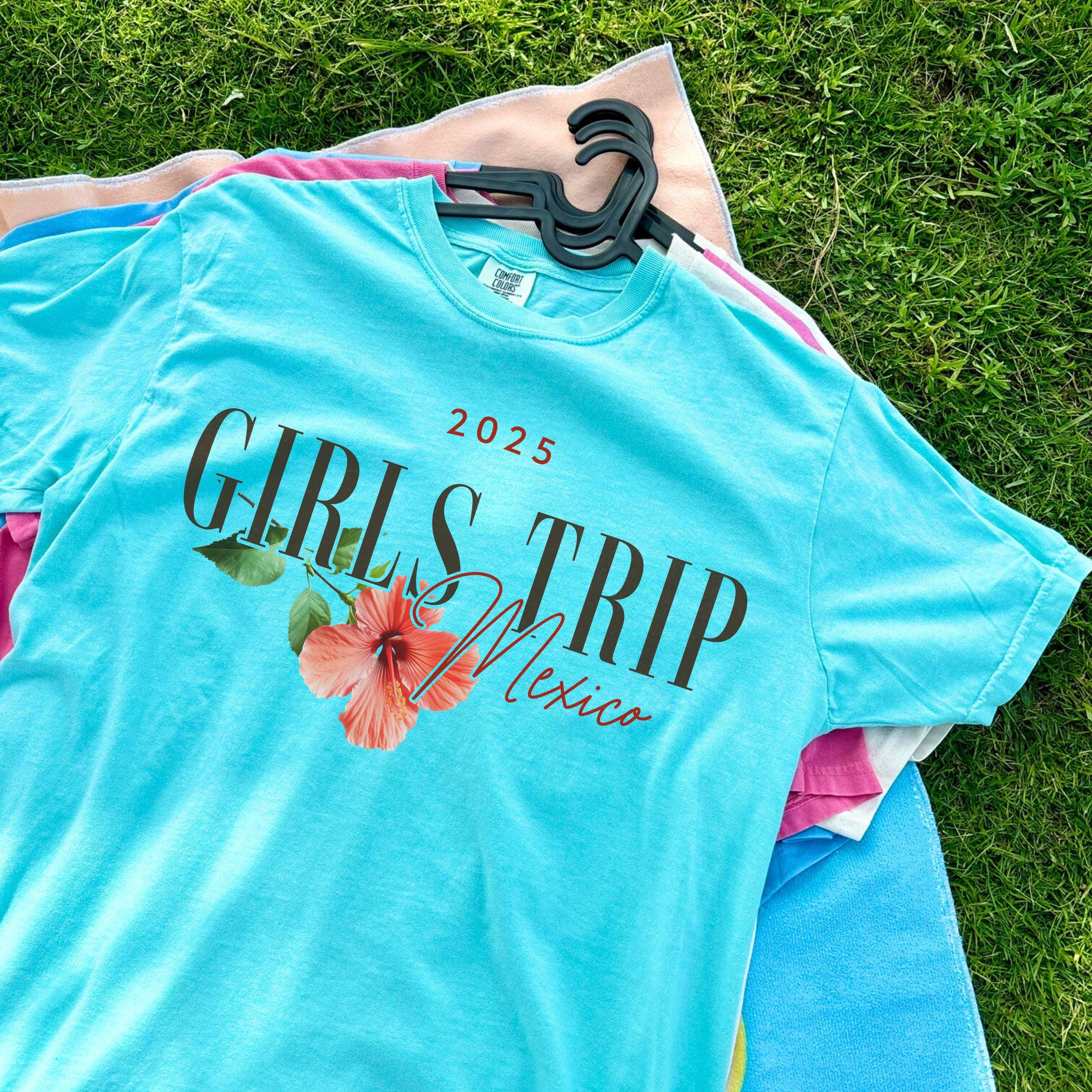 Mexico Girls Trip Shirts, Comfort Colors® Mexican Weekend Getaway Shirt, Preppy Matching Group Tropical Beach Vibes Vacation Tshirts
