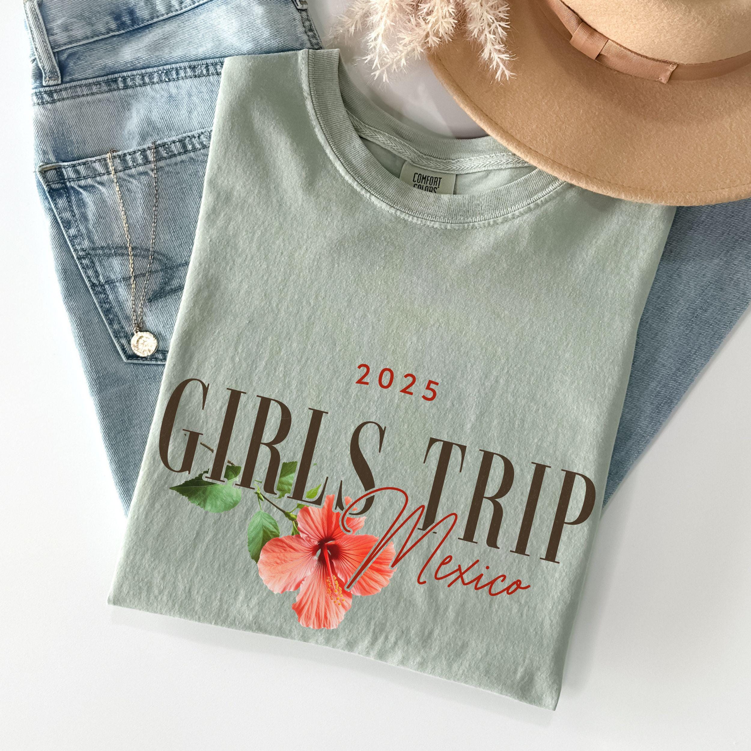 Mexico Girls Trip Shirts, Comfort Colors® Mexican Weekend Getaway Shirt, Preppy Matching Group Tropical Beach Vibes Vacation Tshirts