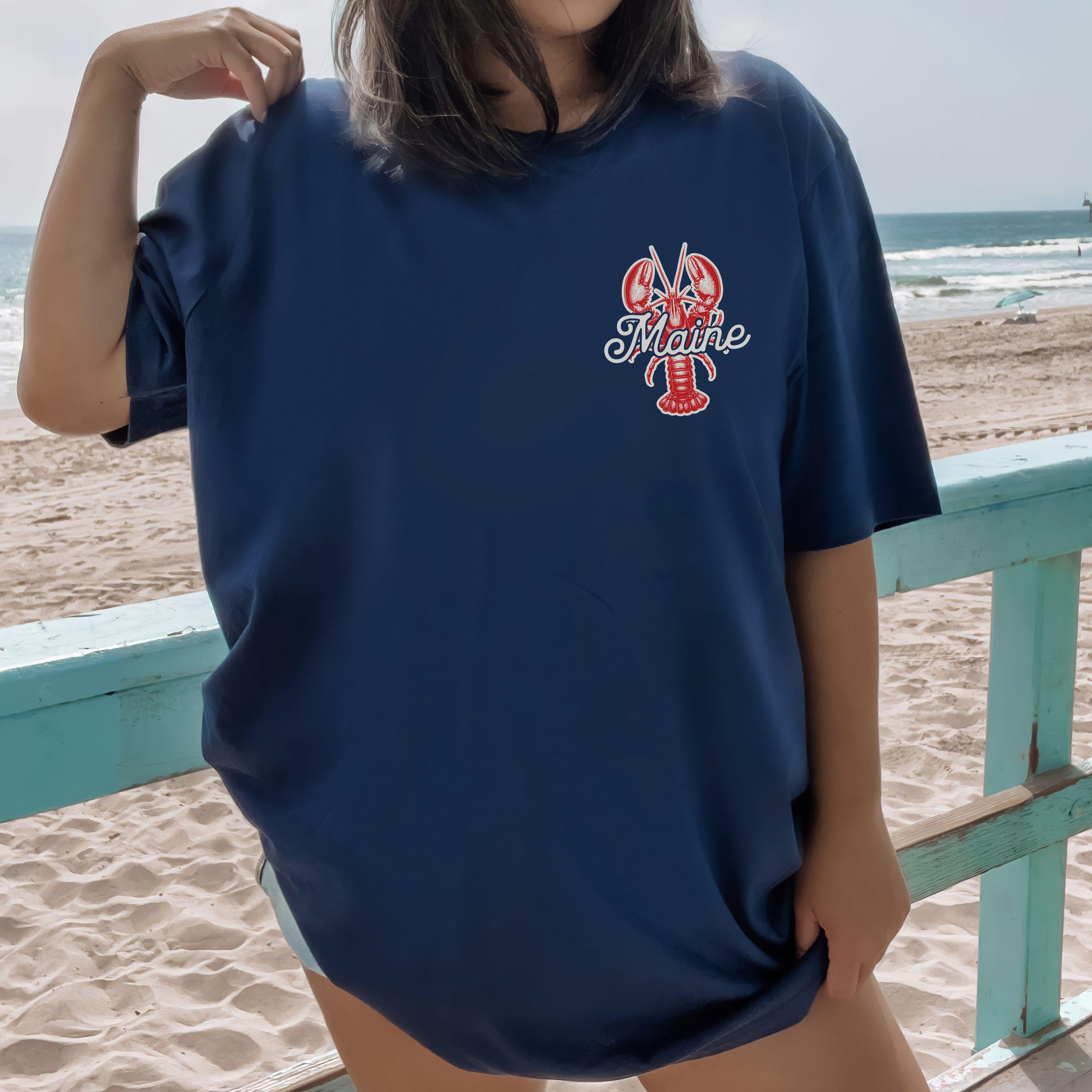 Maine Lobster Vacation Shirts, Custom Matching Family Tshirts, Nautical Preppy Group Summer Trip Oversized Tees Infant Toddler Kids