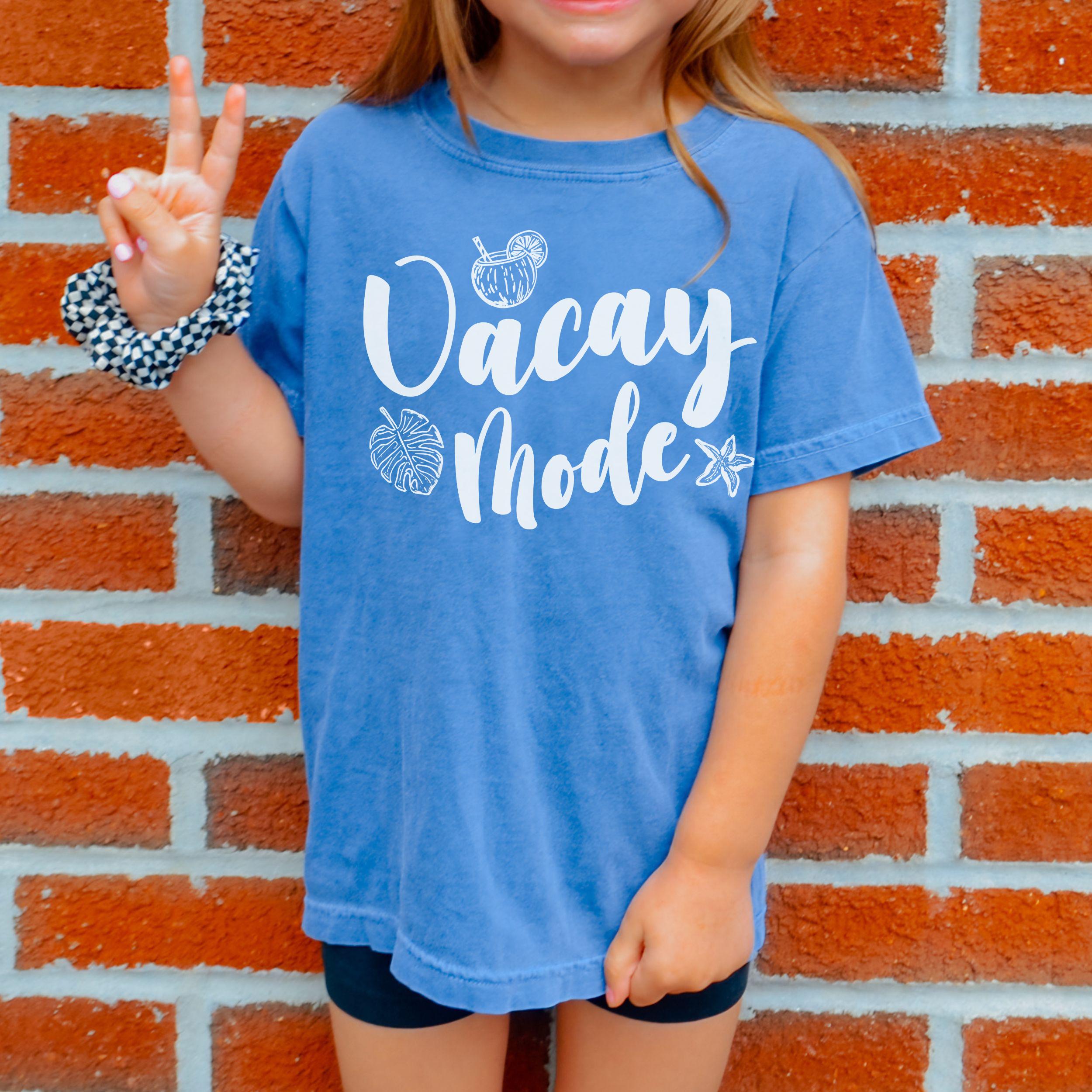 Vacay Mode Shirt, Matching Family Vacation Tshirts, Beachy Tropical Doodle Comfort Colors® Group Trip Spring Break Summer Unisex Oversize