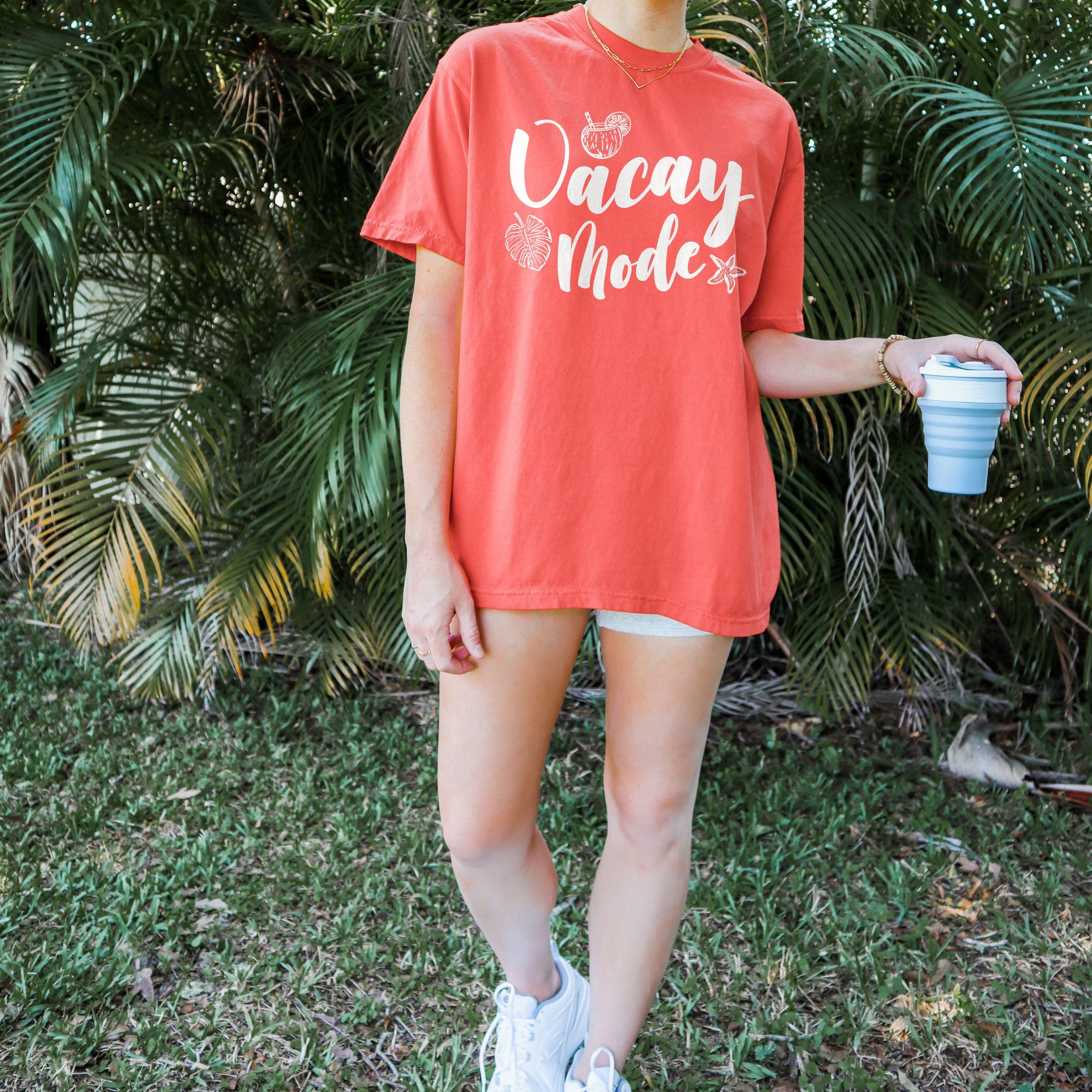 Vacay Mode Shirt, Matching Family Vacation Tshirts, Beachy Tropical Doodle Comfort Colors® Group Trip Spring Break Summer Unisex Oversize