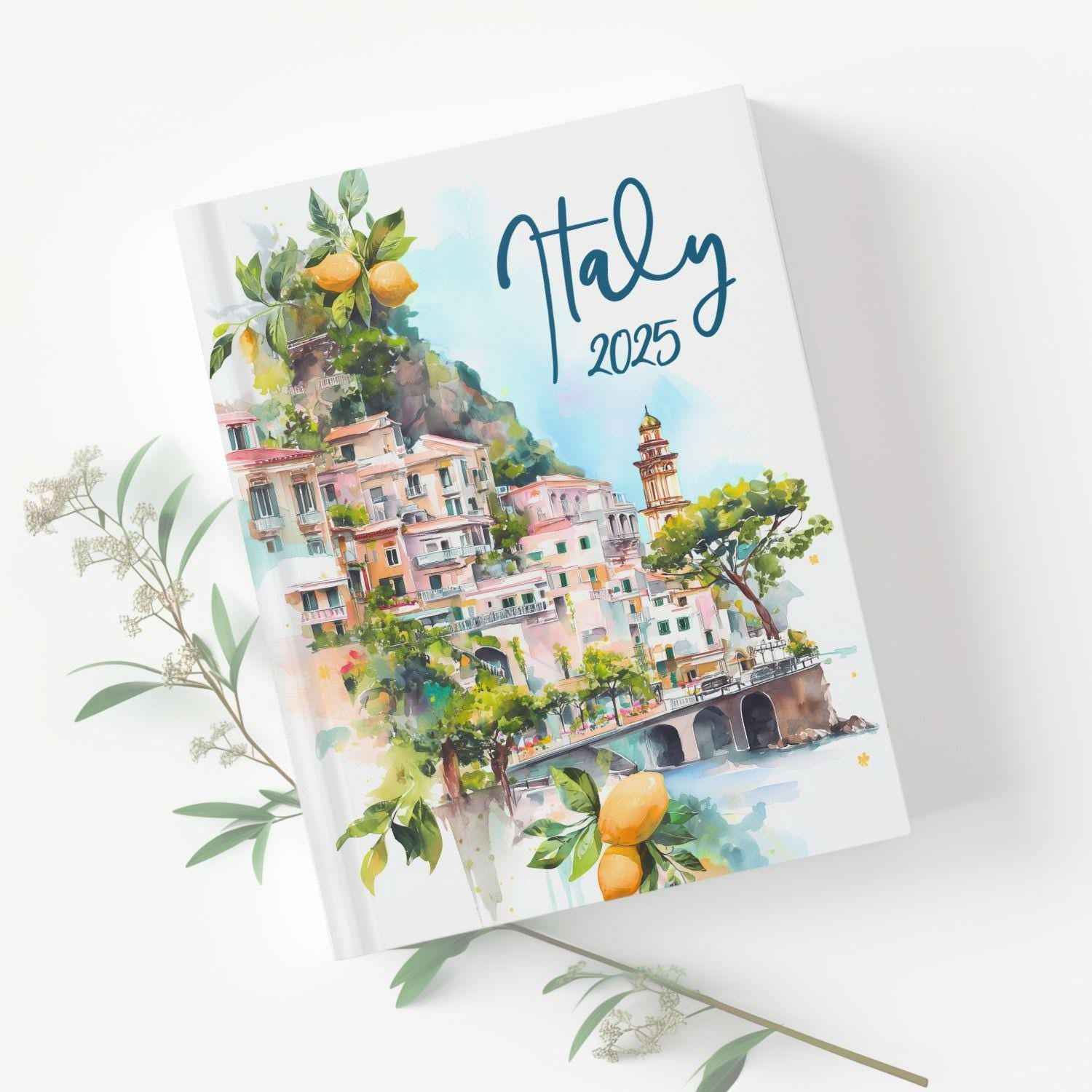Custom 2025 Italy trip journal and log book, great for European honeymoon memories or travel gift ideas