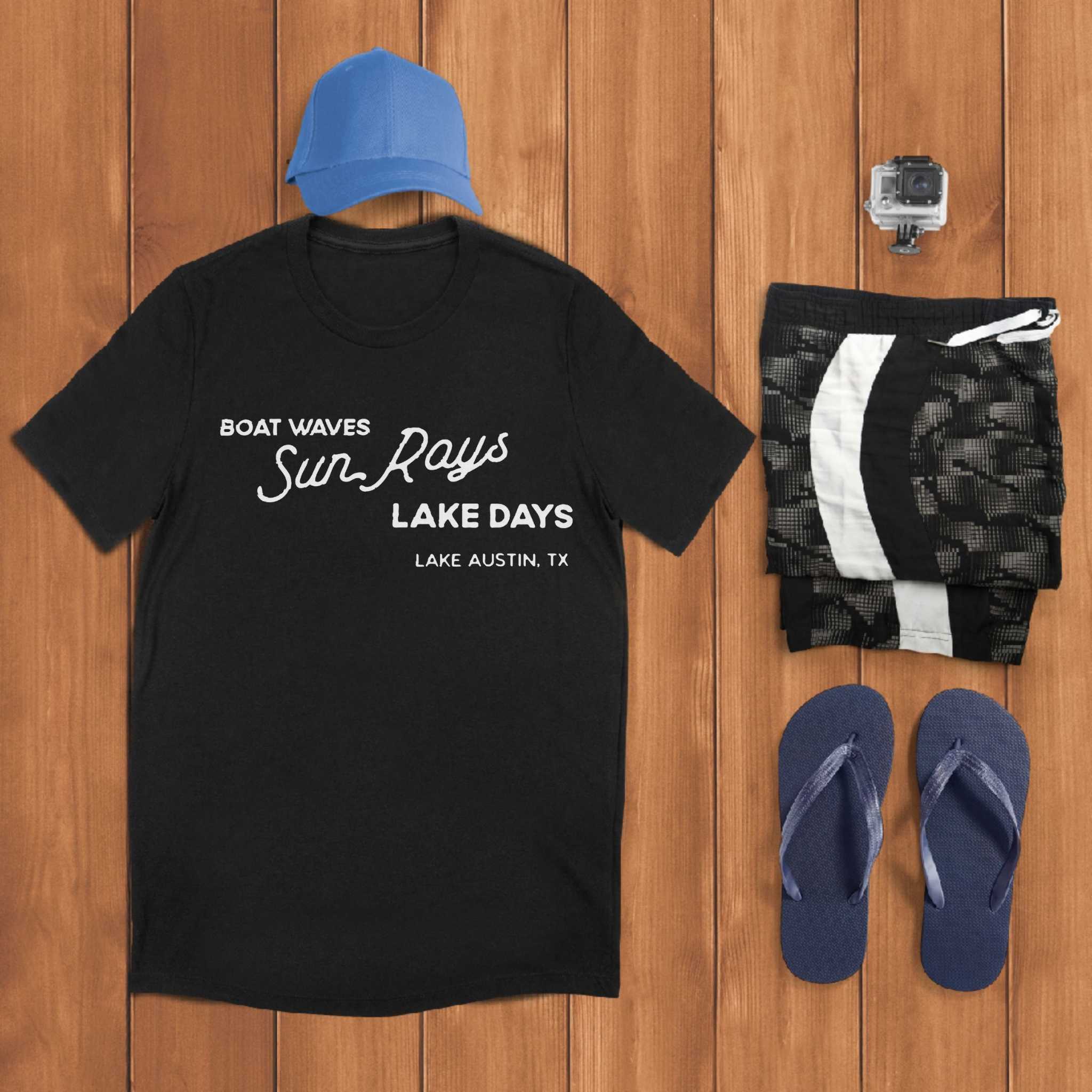 Boat Waves Sun Rays Lake Days - Custom Family Vacation Tshirt