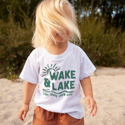Wake &amp; Lake Colored Design - Matching Family Lake Vacation Shirts