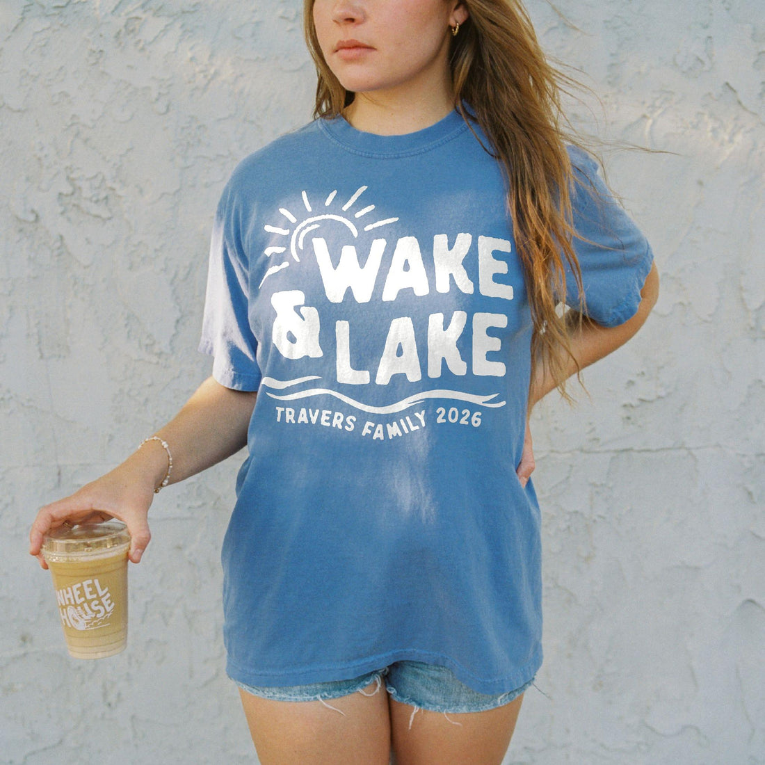 Wake &amp; Lake White Design - Matching Family Lake Vacation Shirts