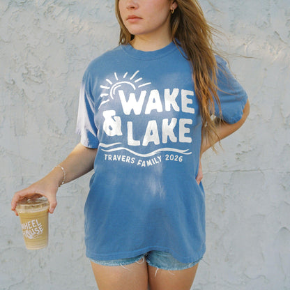 Wake &amp; Lake White Design - Matching Family Lake Vacation Shirts