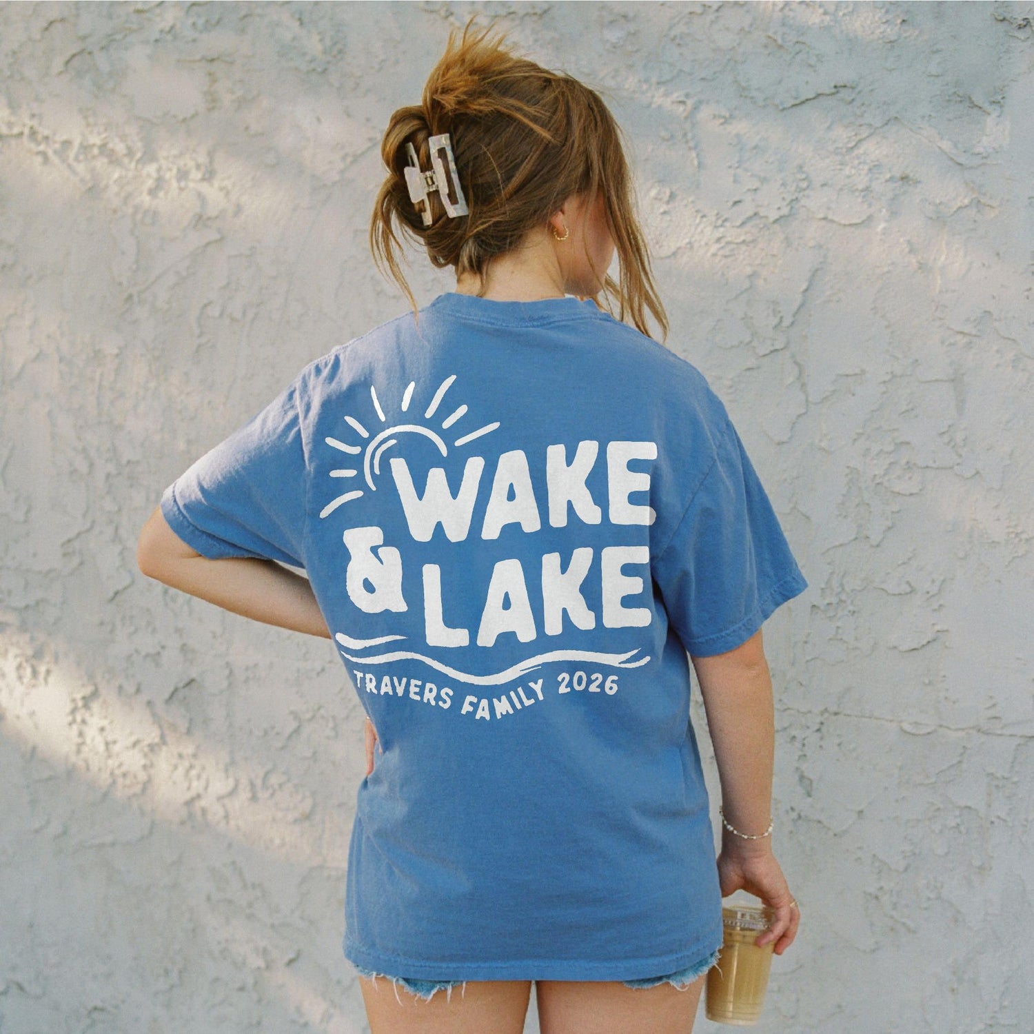 Wake &amp; Lake White Design - Matching Family Lake Vacation Shirts