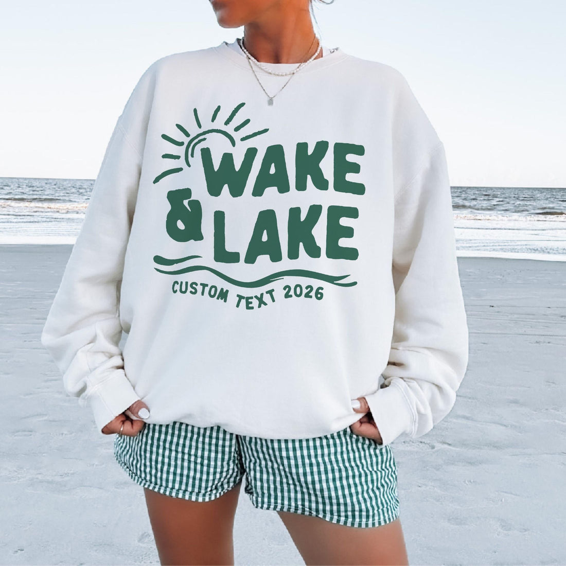 Wake &amp; Lake Colored Design - Matching Family Lake Vacation Shirts