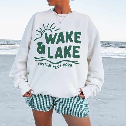 Wake &amp; Lake Colored Design - Matching Family Lake Vacation Shirts