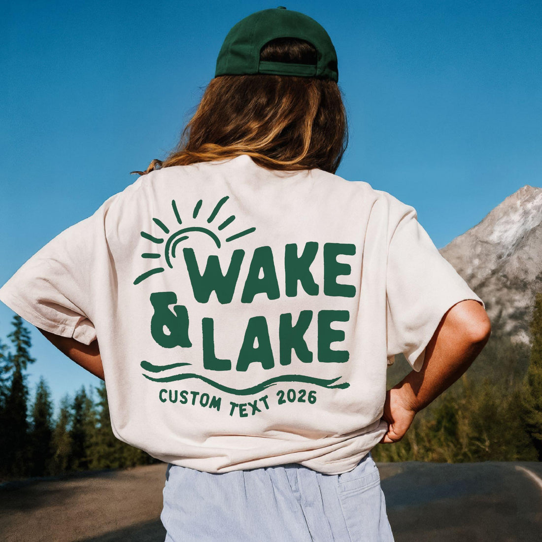 Wake &amp; Lake Colored Design - Matching Family Lake Vacation Shirts