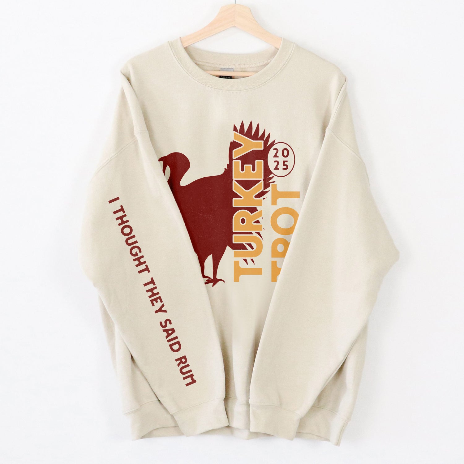 Turkey Trot - Funny Sleeve Print Thanksgiving 5K Sweatshirt