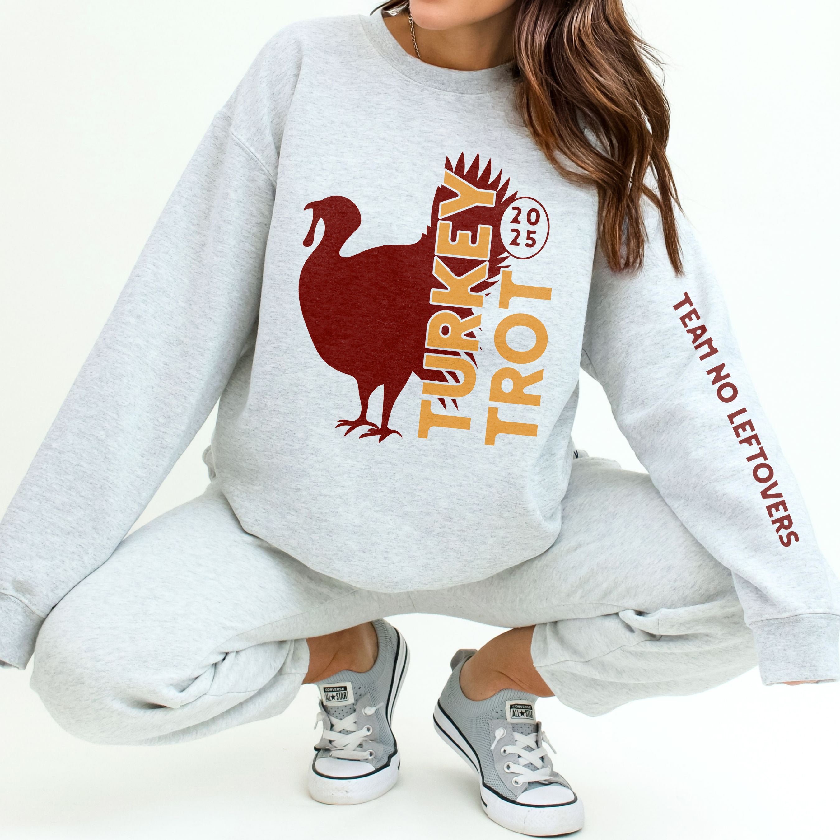 Turkey Trot - Funny Sleeve Print Thanksgiving 5K Sweatshirt