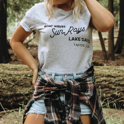 Boat Waves Sun Rays Lake Days - Custom Family Vacation Tshirt