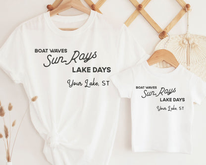 Custom Matching Family Lake Tshirts l Boat Waves Sun Rays Lake Days l Adventure l Personalized Mommy &amp; Me l Lake Life Tee l Family Vacation