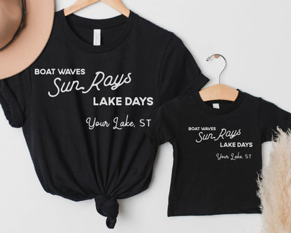 Custom Matching Family Lake Tshirts l Boat Waves Sun Rays Lake Days l Adventure l Personalized Mommy &amp; Me l Lake Life Tee l Family Vacation