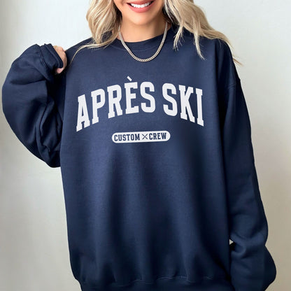 Custom Apres Ski Sweatshirt For Ski Weekend Group Matching Personalized Winter Vacation Shirts, Apres All Day Skiing Sweater Ski Trip Merch