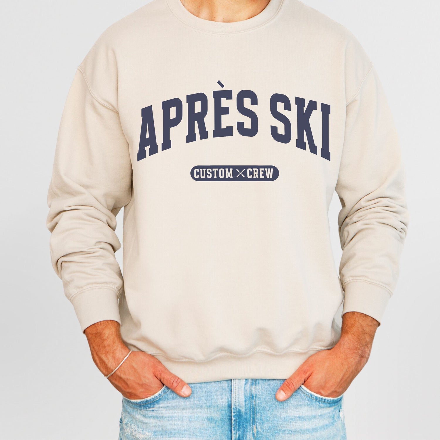 Custom Apres Ski Sweatshirt For Ski Weekend Group Matching Personalized Winter Vacation Shirts, Apres All Day Skiing Sweater Ski Trip Merch