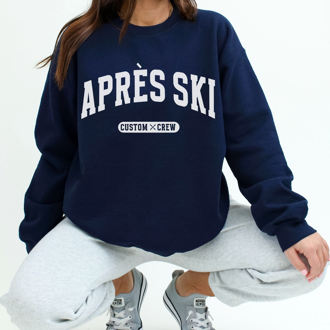 Custom Apres Ski Sweatshirt For Ski Weekend Group Matching Personalized Winter Vacation Shirts, Apres All Day Skiing Sweater Ski Trip Merch
