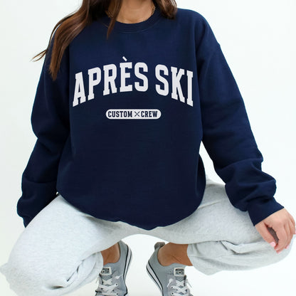 Custom Apres Ski Sweatshirt For Ski Weekend Group Matching Personalized Winter Vacation Shirts, Apres All Day Skiing Sweater Ski Trip Merch