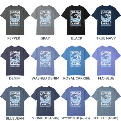 Family Beach Vacation Shirts, Custom Comfort Colors® Oversize Surf Tshirts, Personalized Matching Group Ocean Wave Tee, Girls Trip Shirts