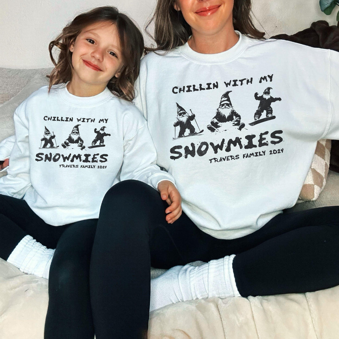 Custom Matching Family Group Ski Shirts- Unisex Snowmies Personalized Ski Weekend Trip Hoodies Crewneck &amp; Tshirt Toddler Kids Adult Vacation