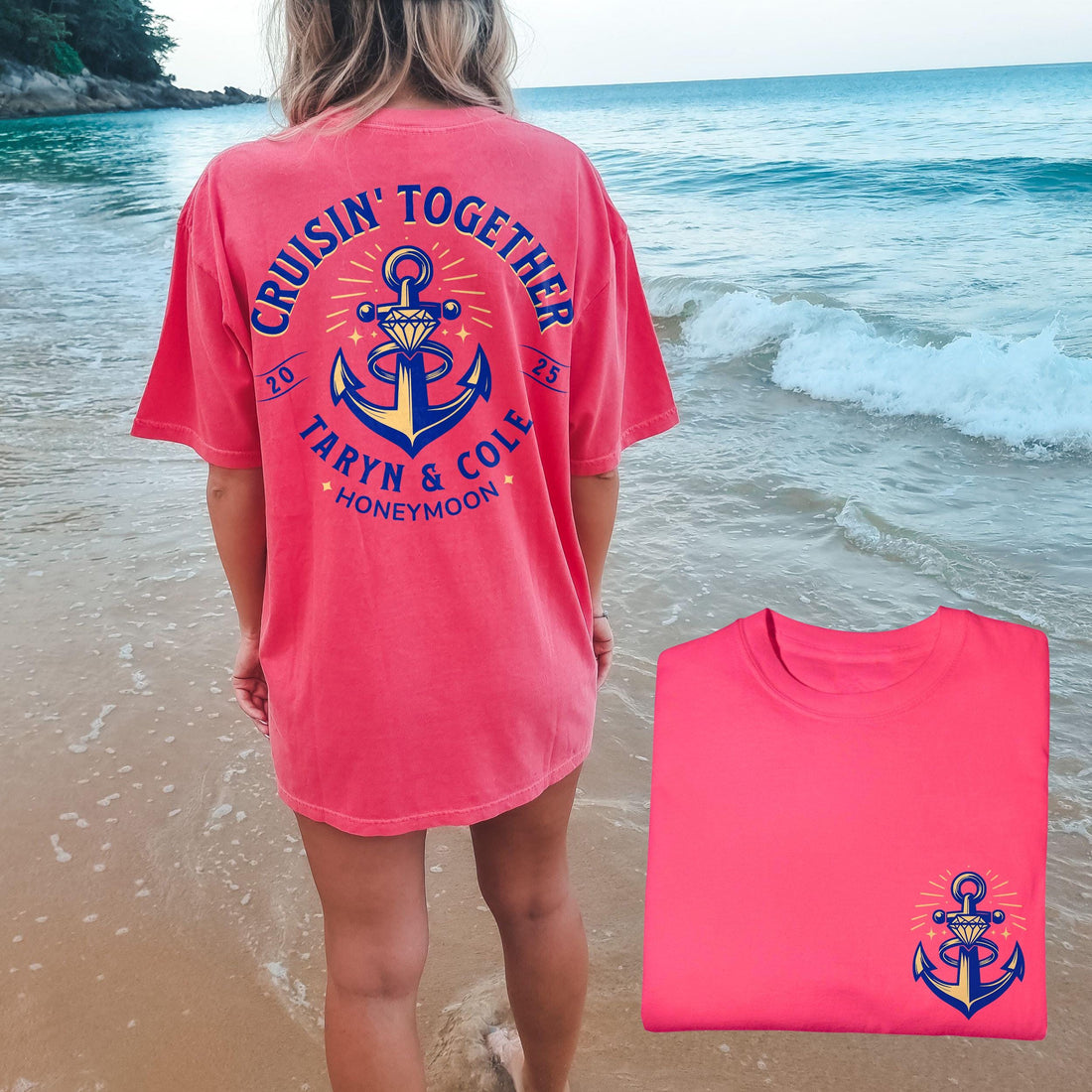 Honeymoon Cruise Shirts, Anniversary Cruise Shirts, Custom Matching Couple Comfort Colors® Personalized Cruisin&