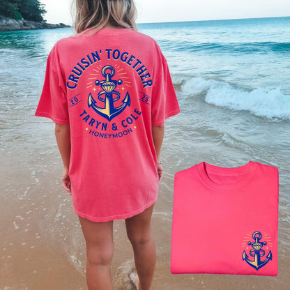 Honeymoon Cruise Shirts, Anniversary Cruise Shirts, Custom Matching Couple Comfort Colors® Personalized Cruisin&