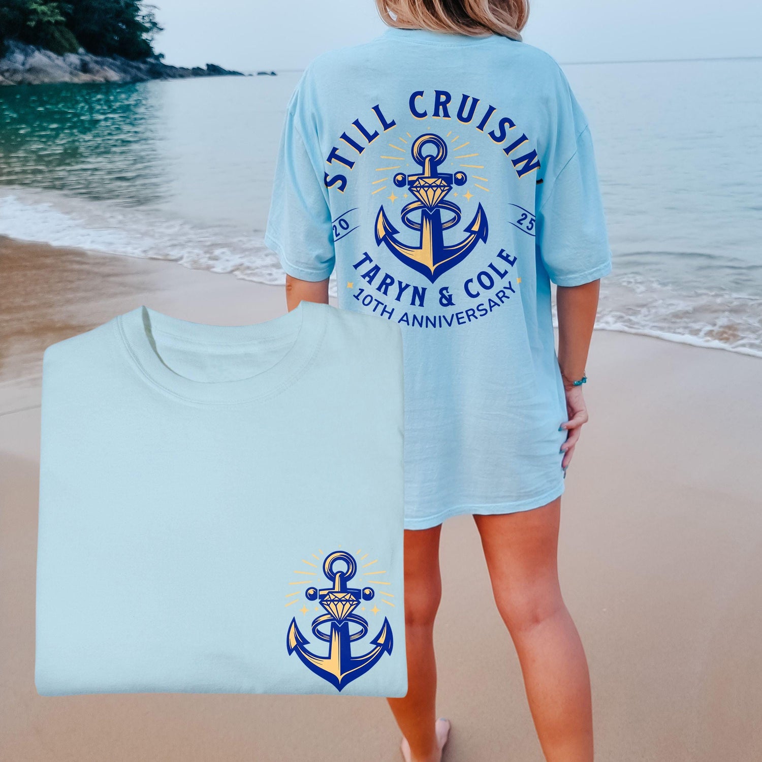 Honeymoon Cruise Shirts, Anniversary Cruise Shirts, Custom Matching Couple Comfort Colors® Personalized Cruisin&