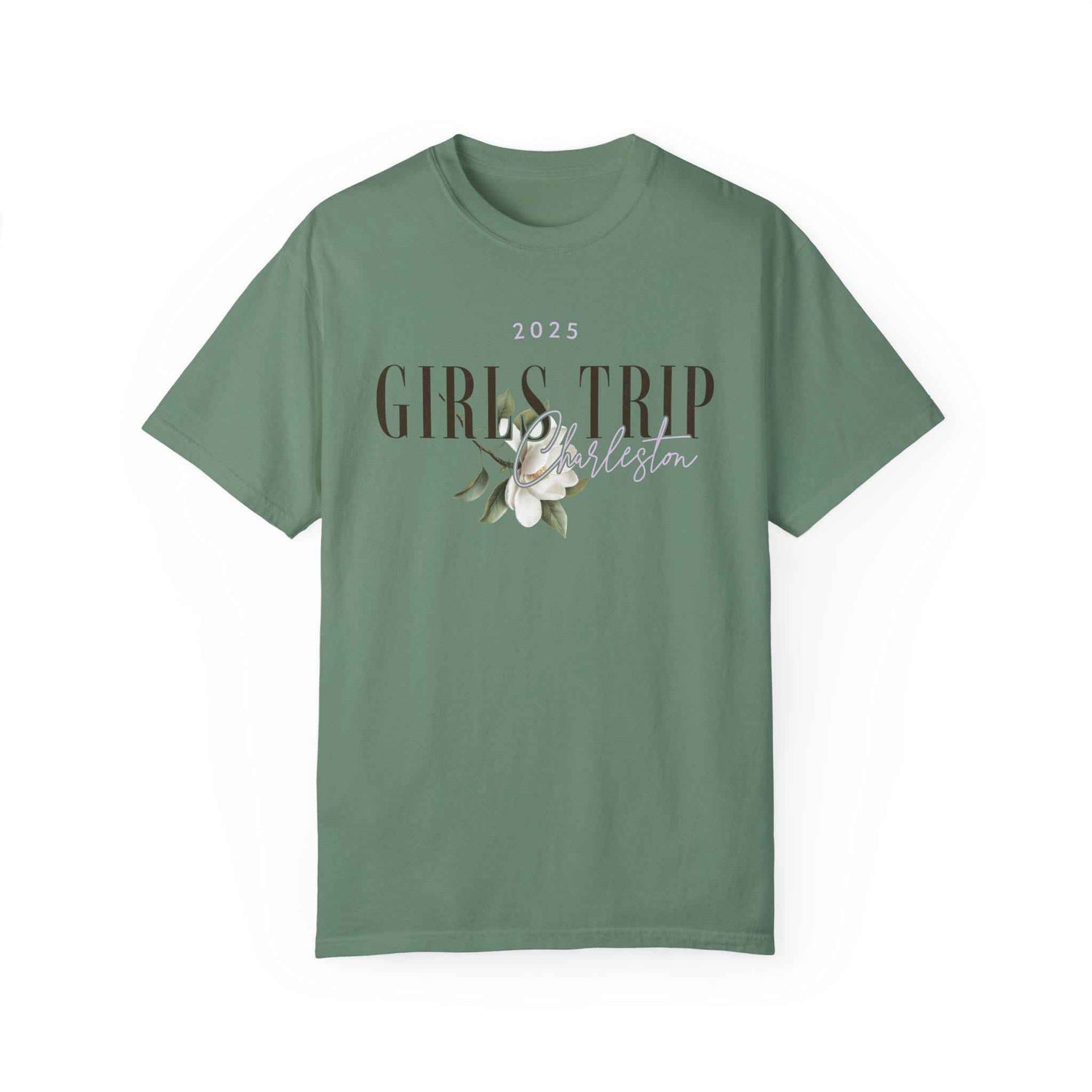 Charleston Girls Trip Shirts, Comfort Colors® Southern Magnolia Flower Shirt Preppy South Carolina Matching Group Vacation Tshirts