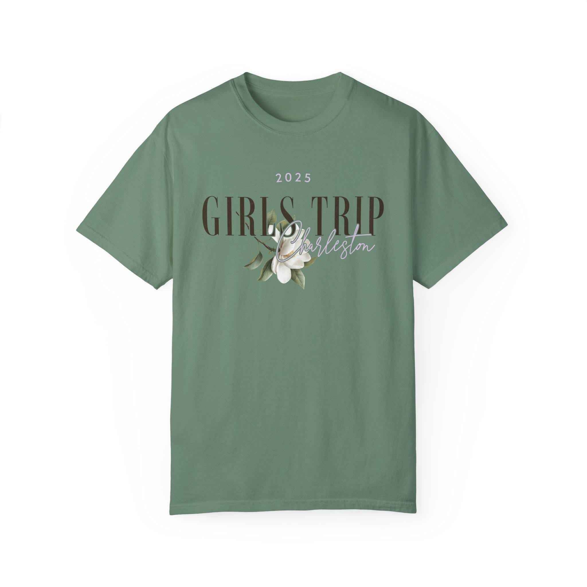 Charleston Girls Trip Shirts, Comfort Colors® Southern Magnolia Flower Shirt Preppy South Carolina Matching Group Vacation Tshirts