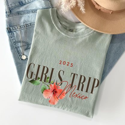 Mexico Girls Trip Shirts, Comfort Colors® Mexican Weekend Getaway Shirt, Preppy Matching Group Tropical Beach Vibes Vacation Tshirts